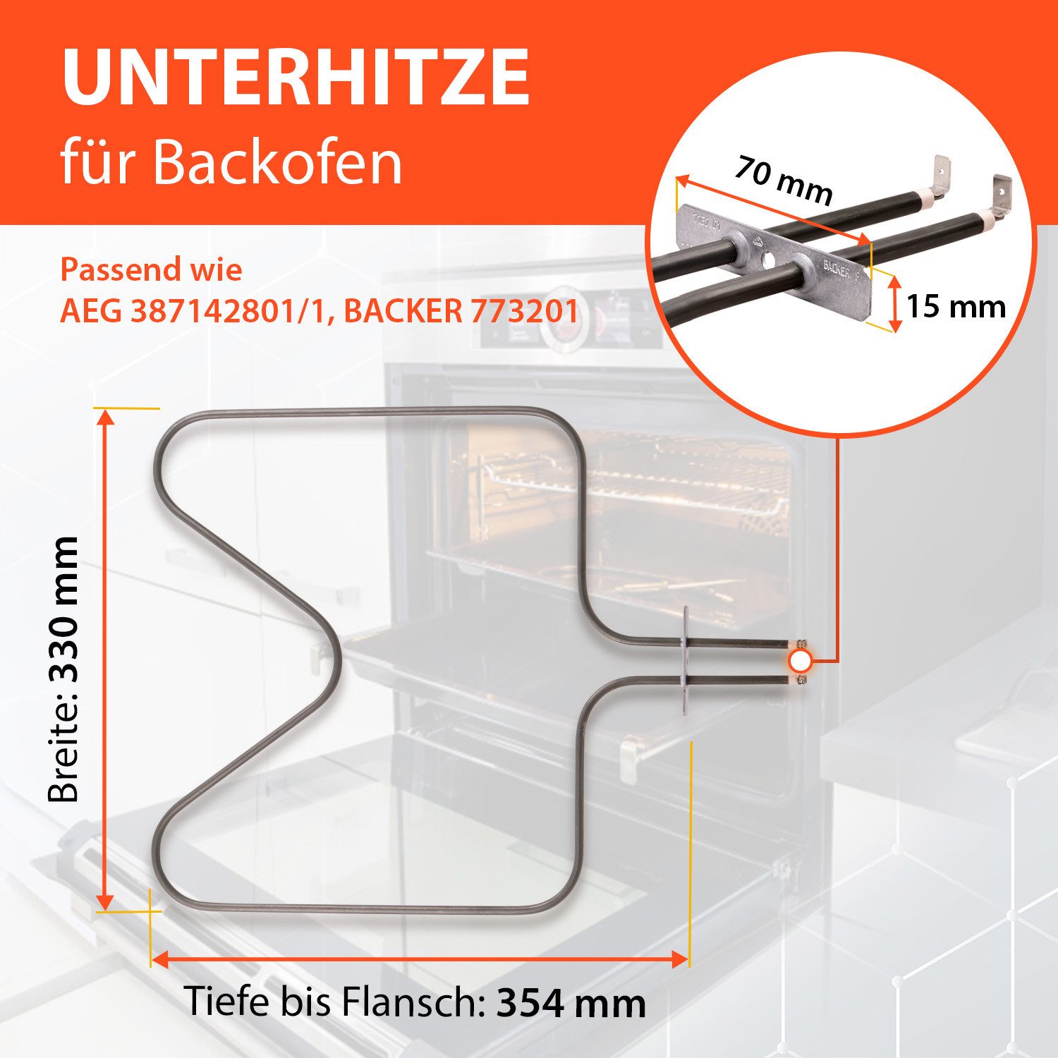 VIOKS Heizkörper Heizelement Ersatz für Electrolux AEG 3871428011 BACKER 773201, 1000W 230V für Backofen Herd