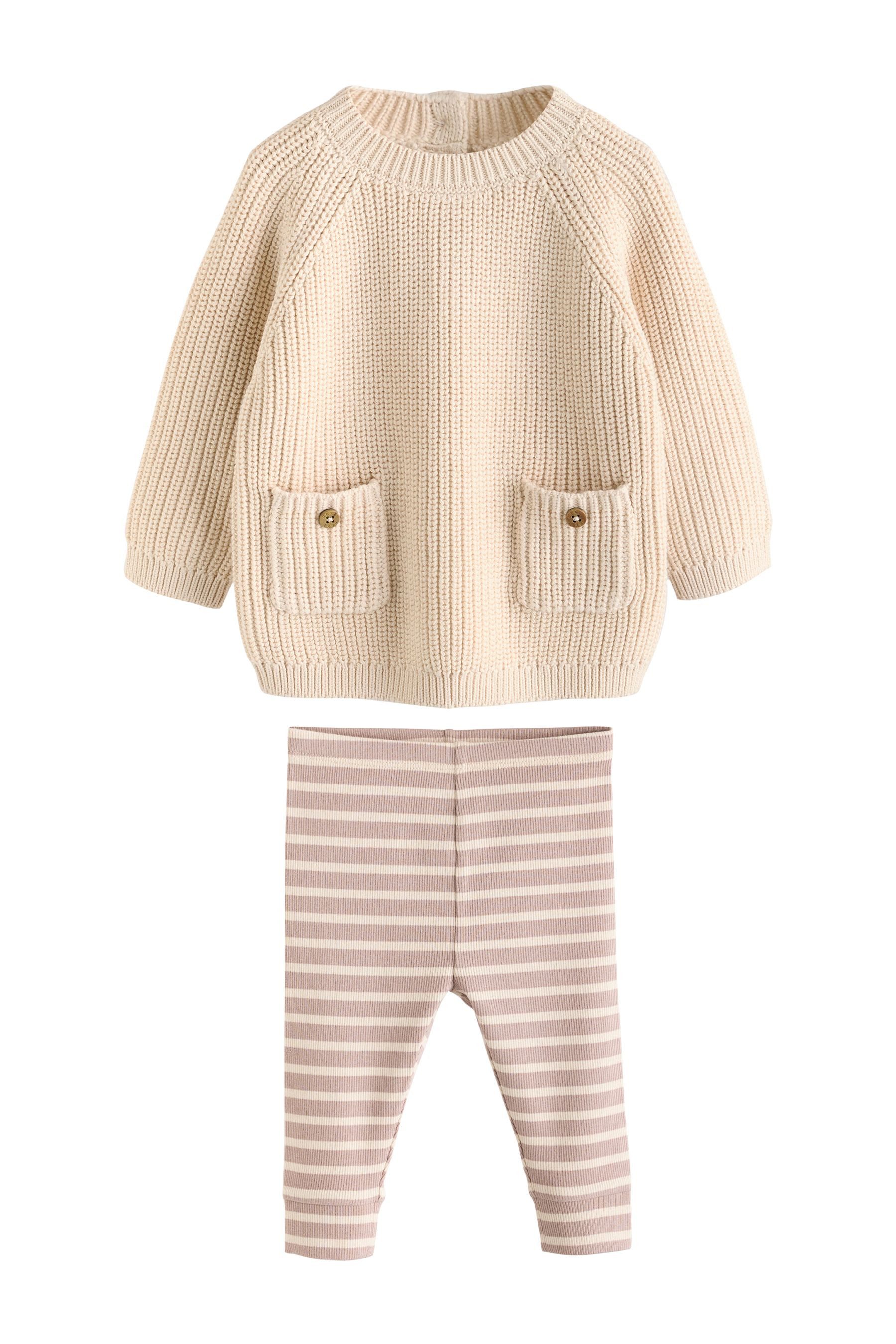 Langarmshirt & Leggings Gestricktes Baby-Set mit Pullover und Leggings