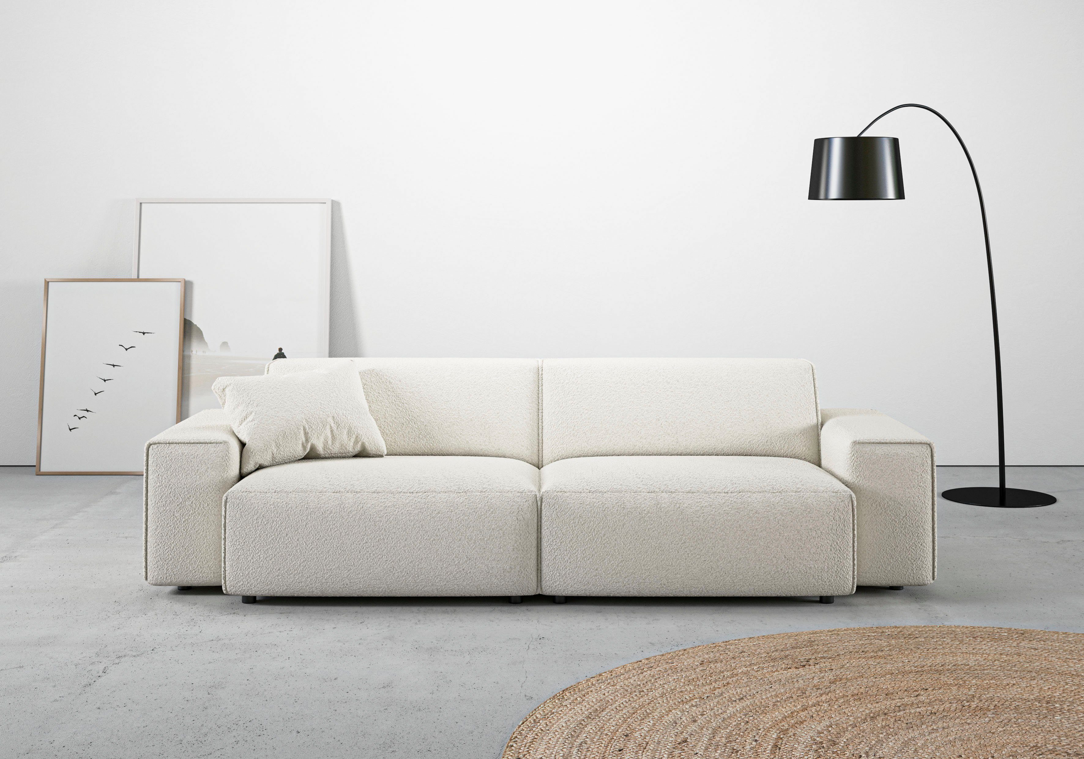 andas Big-Sofa Glimminge auch in Breitcord, Feincord + Easy care-Bezug, besondere Kedernähte Zierkissen