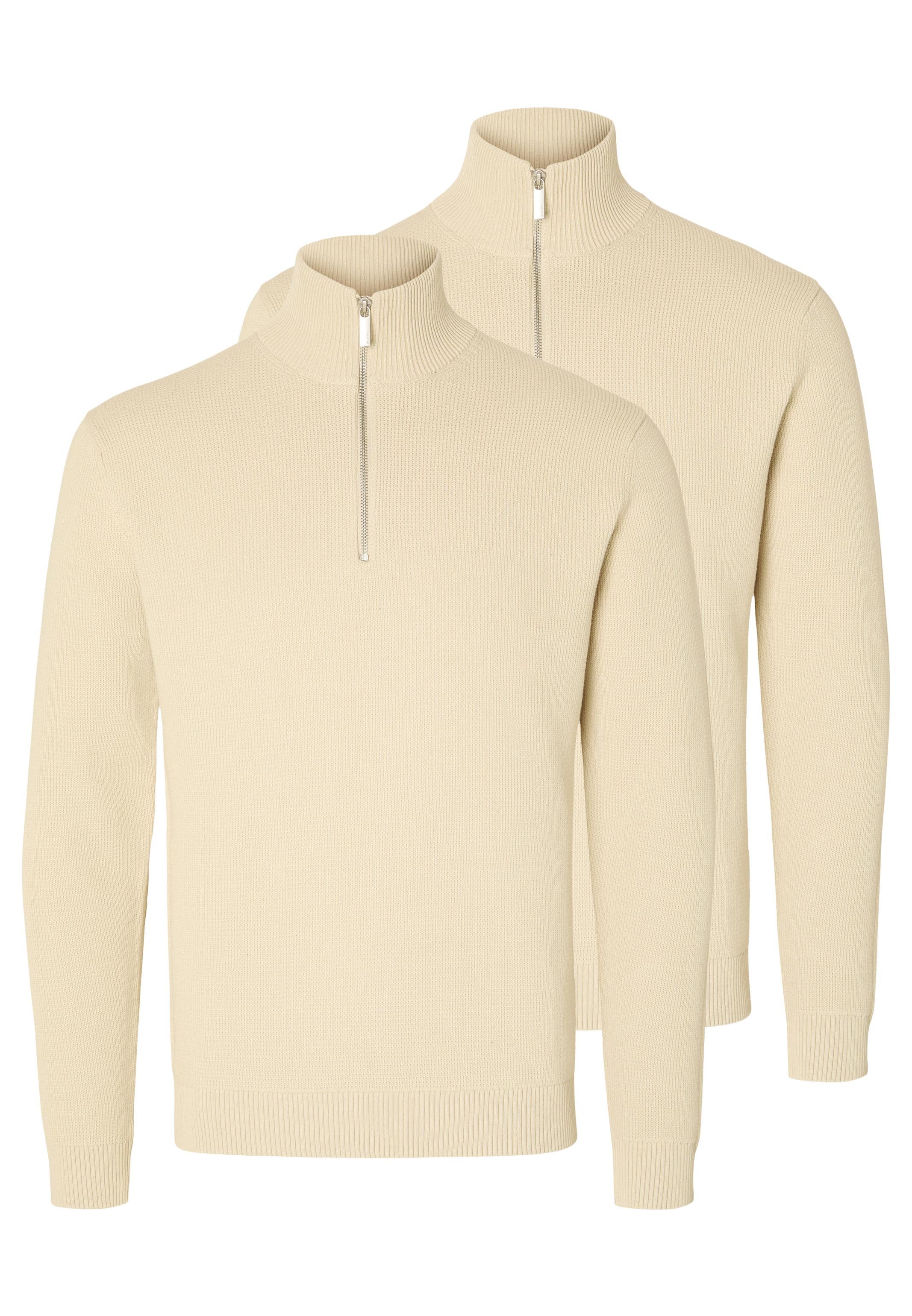 Selected Strickpullover 2er Pack Dane Troyer - Baumwolle - Atmungsaktiv - Mit praktischem Reißverschluss