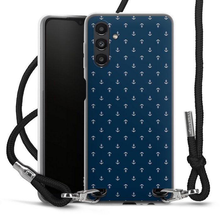DeinDesign Handyhülle Anker Segeln Muster Anchors Dark Samsung Galaxy A04s Handykette Hülle mit Band Case zum Umhängen
