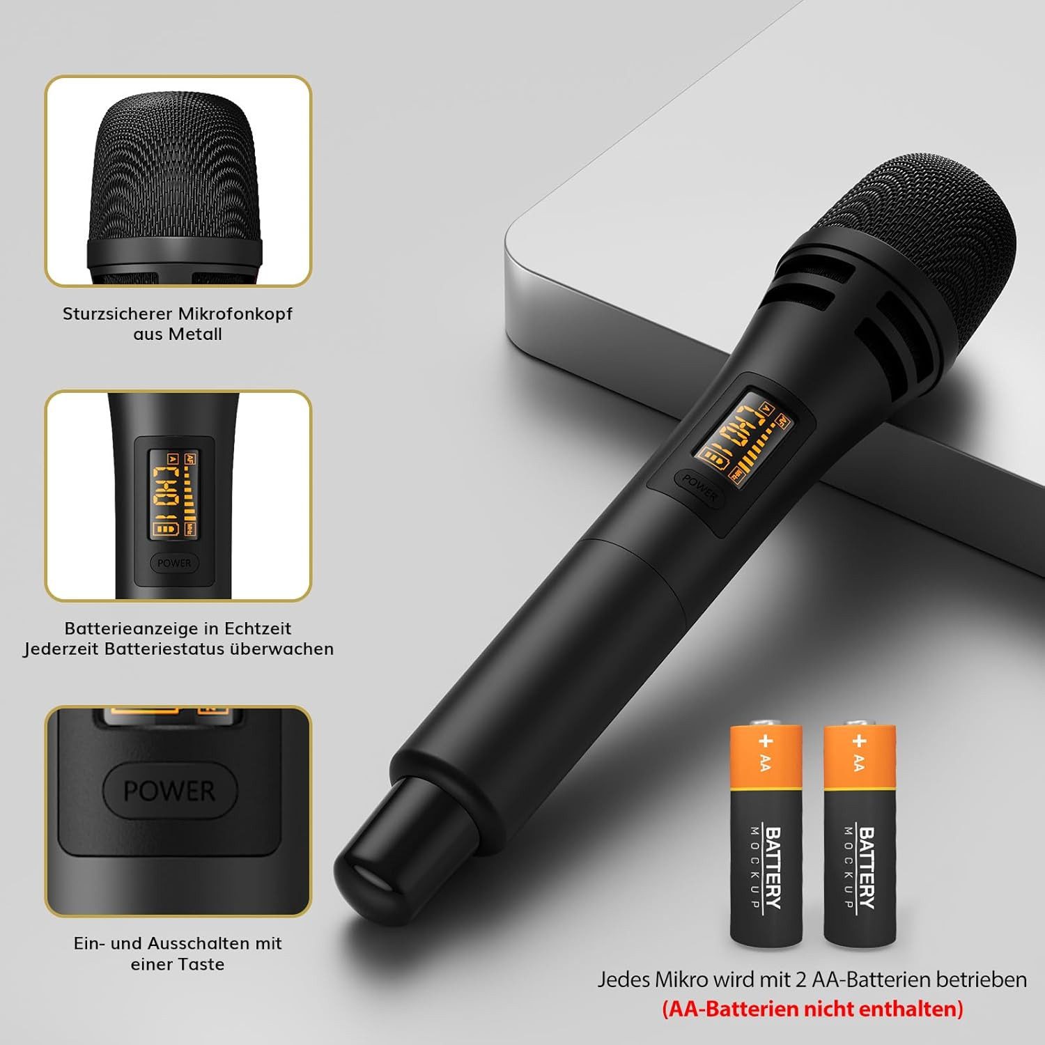 TONOR Mikrofon TONOR TW-310 Wireless Mikrofon Funk Karaoke Mic 15 Kanäle Bühne