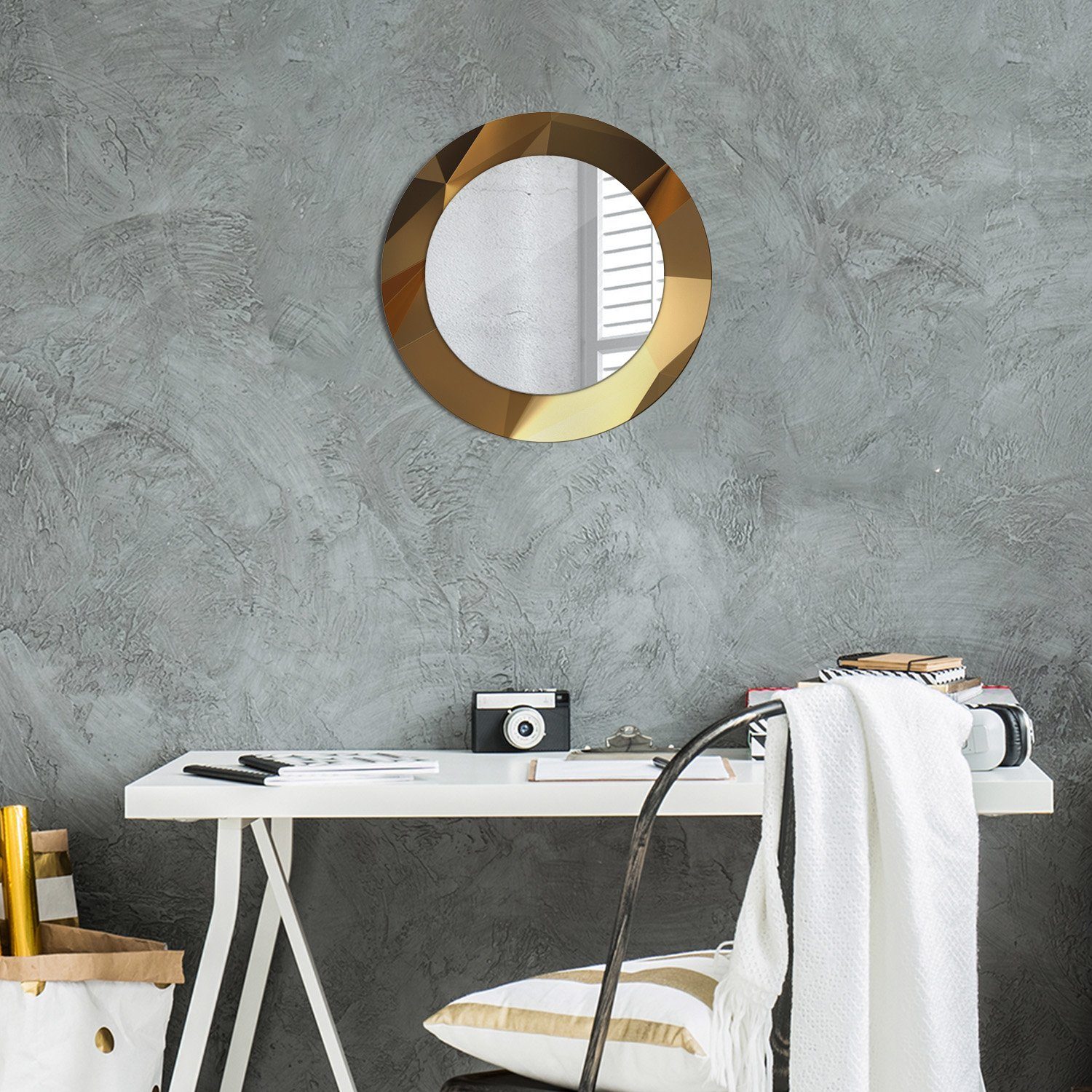 Wandspiegel Aufdruck Wandmontage Muster Spiegel Rund: Spiegel Ø50cm Tulup mit Modern