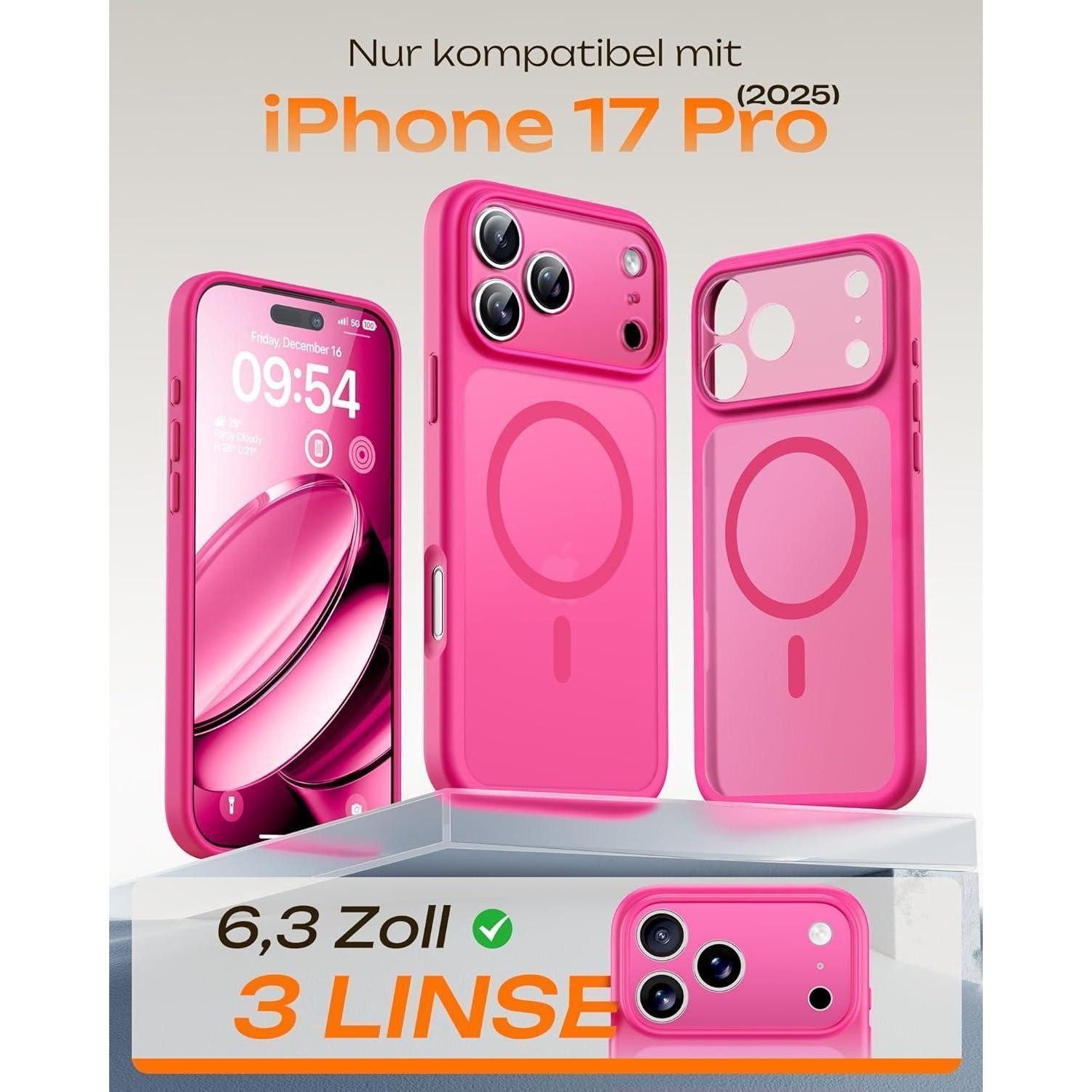 LuxusKollektion Handyhülle Hülle iPhone 17 Pro MagSafe transluzent matt rosa – Bild 2 von 5