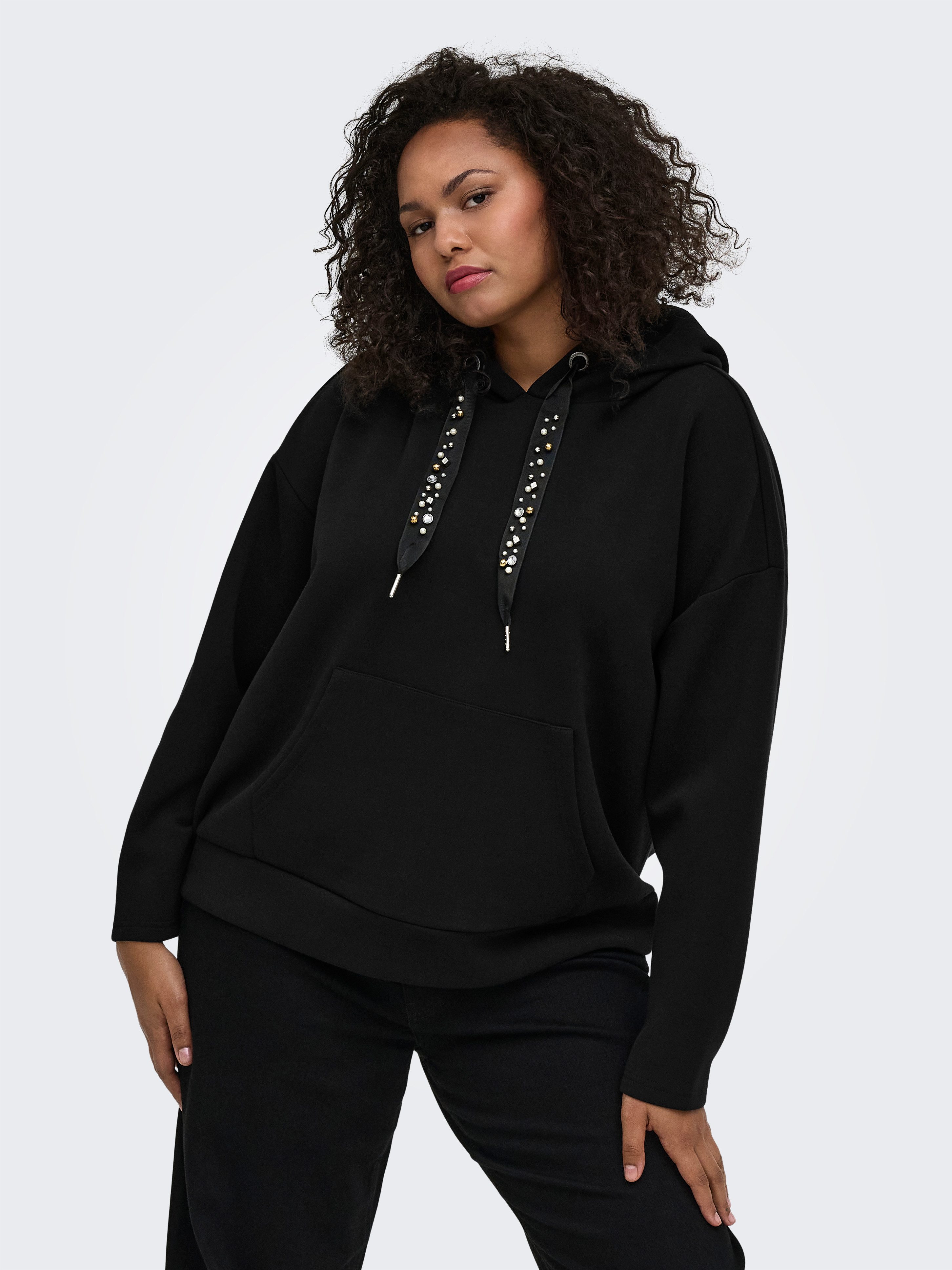 ONLY CARMAKOMA Kapuzensweatshirt CARSCARLETT FANCY L/S SWT JRS Materialmix