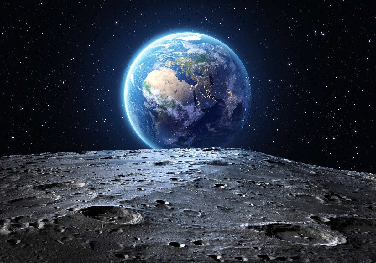 Mond vom Erde Fototapete Papermoon