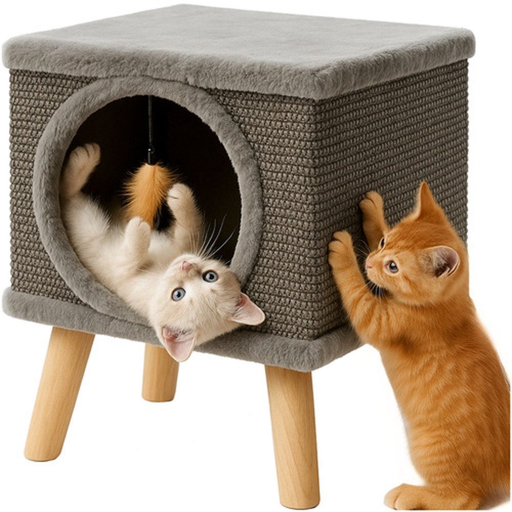 Purlov Katzenhaus Katzenbett Katzenkratzbaum Höhle, keine scharfen Kanten, sorgfältige Verarbeitung