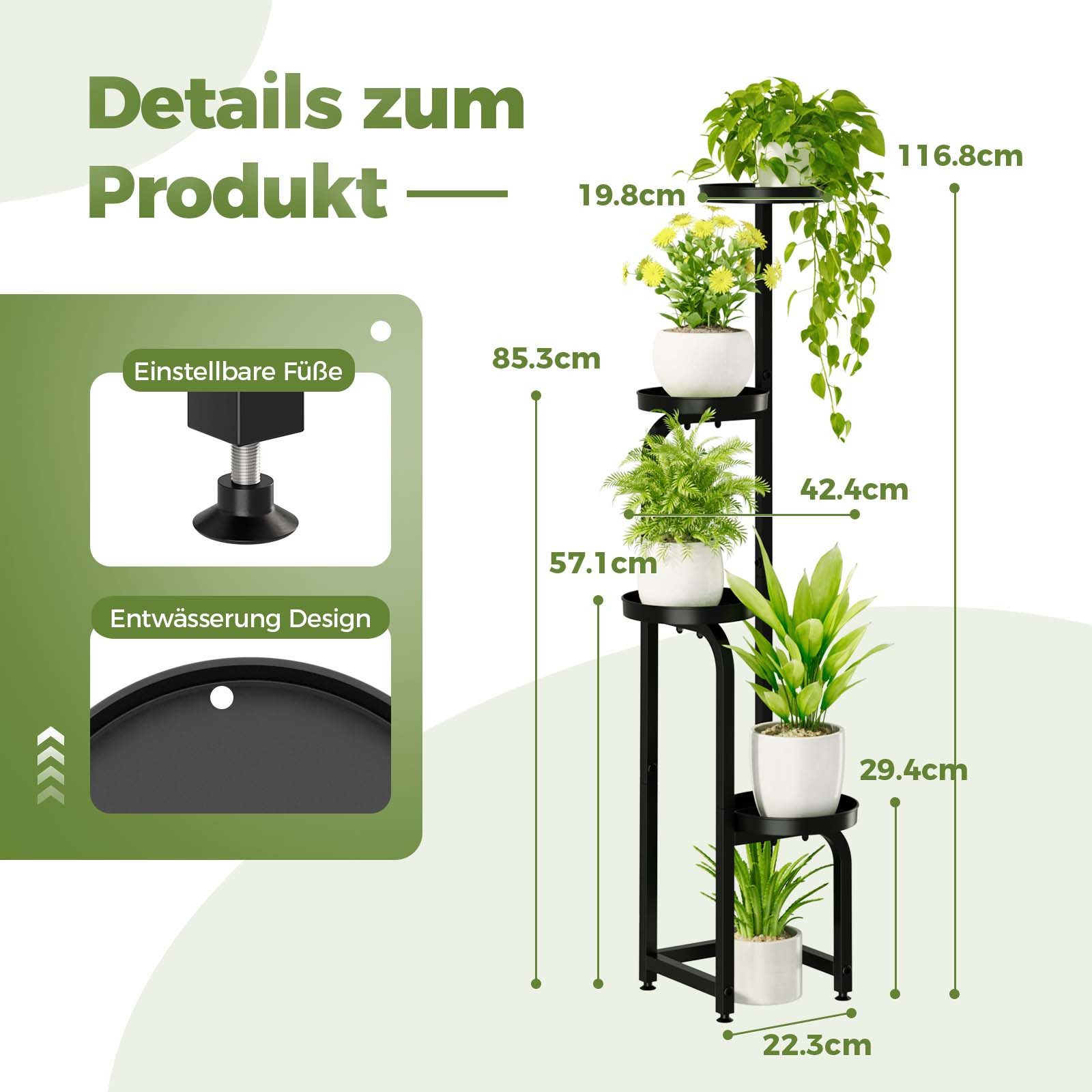 Bamworld Blumenständer 4-stufiger robuster Pflanzenträger, 116,8 cm hoch (1 St), für Terrasse Garten Balkon Wohnzimmer Schlafenzimmer