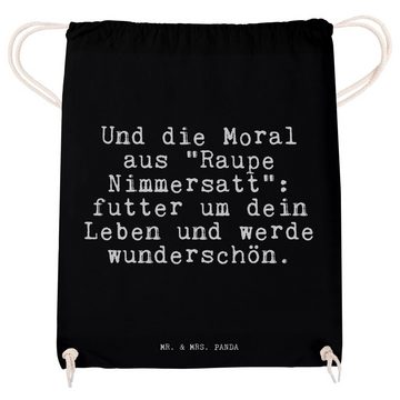 Mr. & Mrs. Panda Sporttasche Und die Moral aus... - Schwarz - Geschenk, Lebenslehre, Beutel, Tasch (1-tlg)