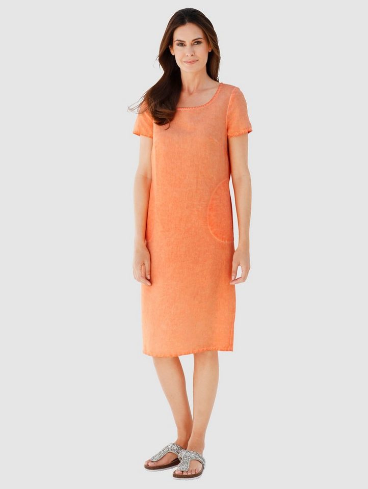 Laura Kent Kleid in toller Baumwoll/Leinenmischung in orange