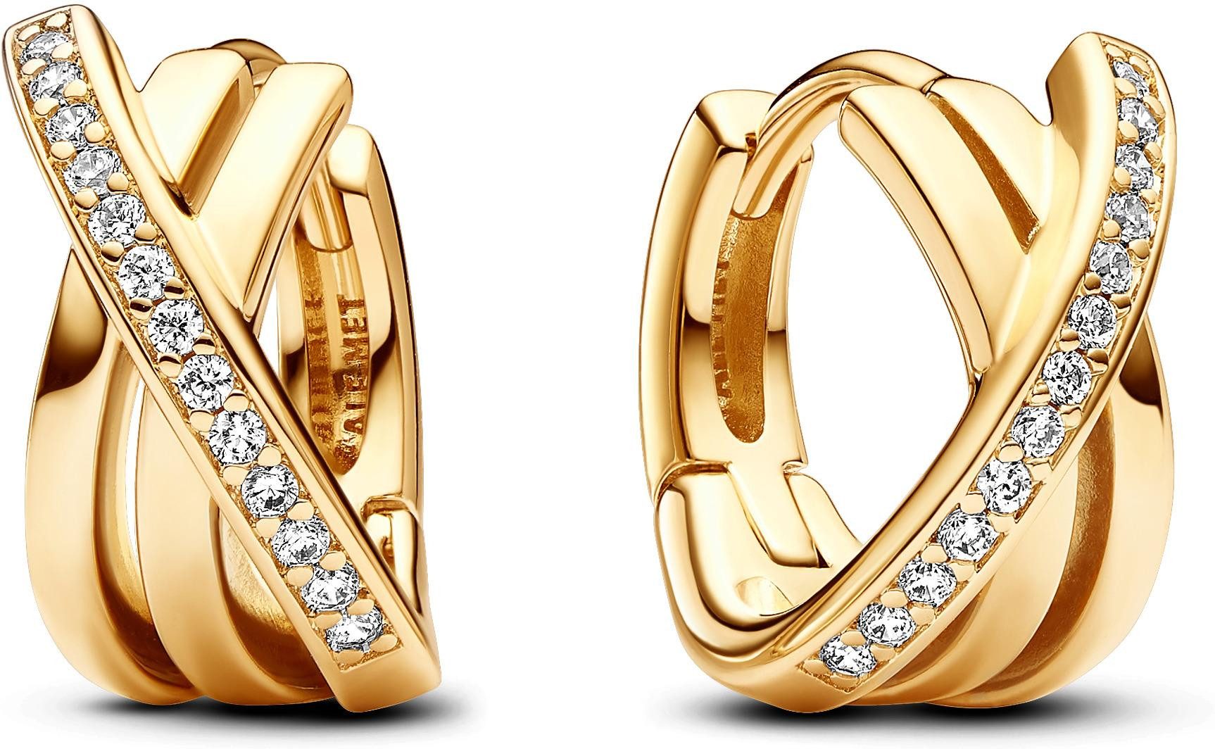 Pandora Ohrring-Set Pandora Überkreuzte Pavé Creolen 263150C01 Ohrringe günstig online kaufen