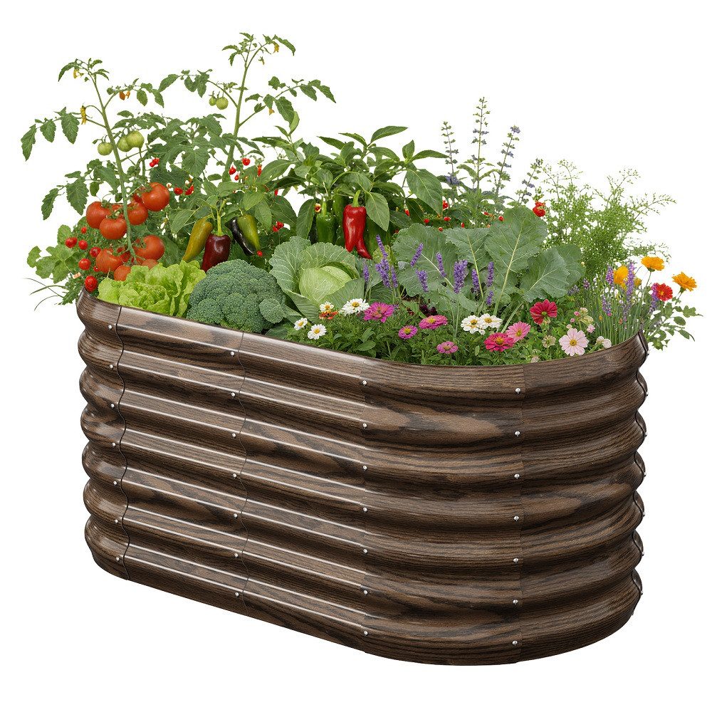 Meulbaty Blumenkasten Elegantes, ovales Hochbeet aus Metall, harmonisch & sicher für Garten (1 St), aus feuerverzinktem Stahl, inklusive Staunässeschutz