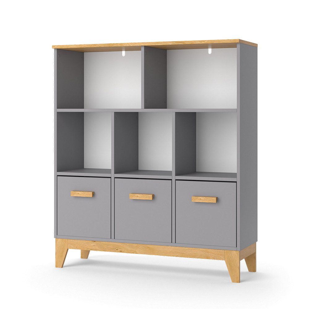 VitaliSpa® Sideboard Kinderzimmerregal Malia Grau Eiche