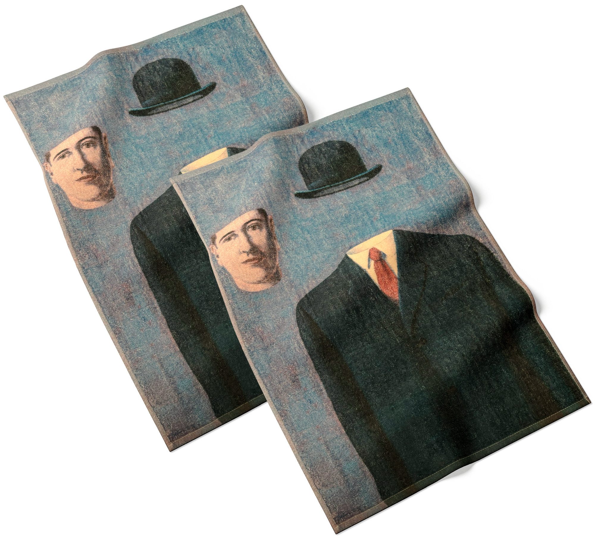 MuseARTa Gästehandtücher René Magritte - Der Pilger, Baumwolle (2-St), Gästehandtücher Kunstwerke ca.60x40cm Küchentücher Baumwolle Frottee