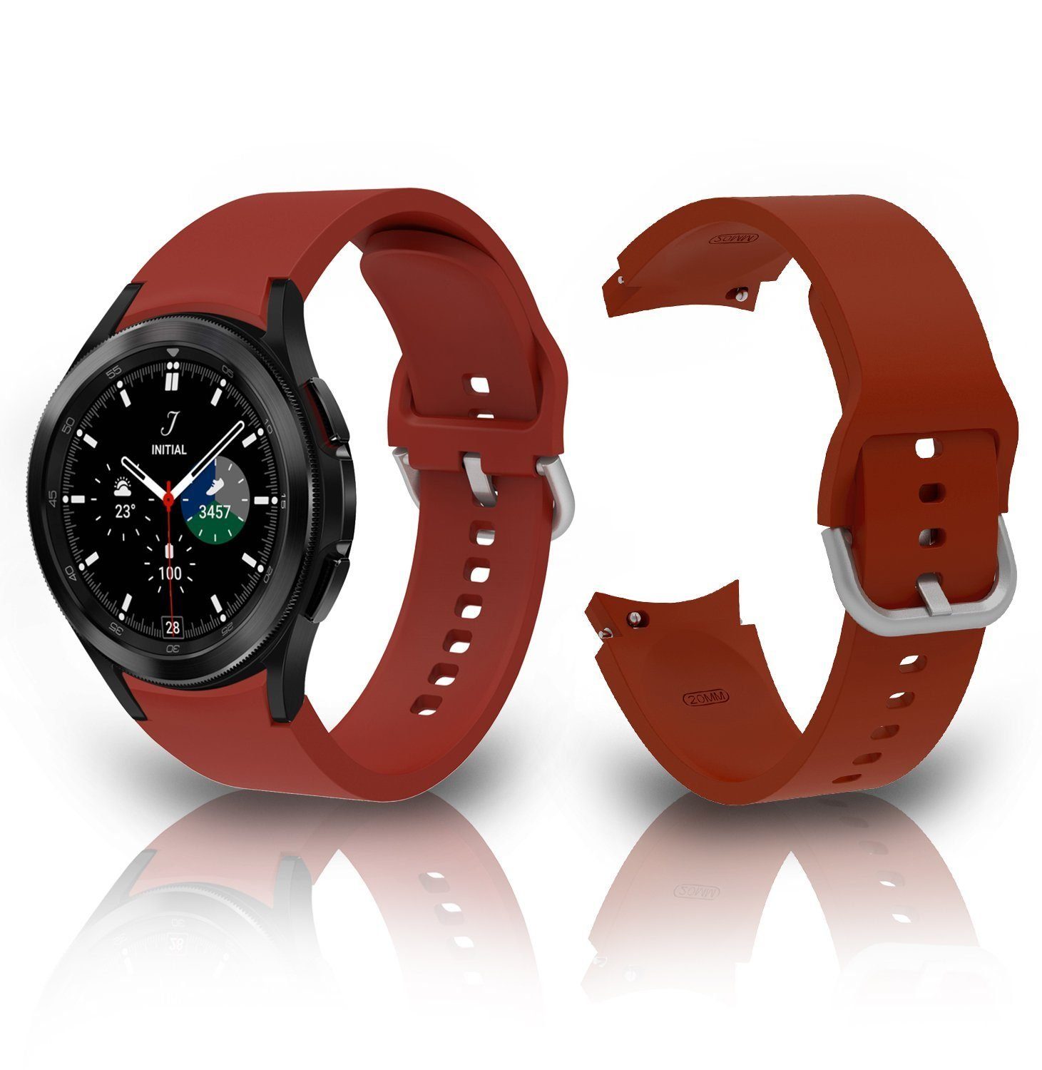 Diida Smartwatch-Armband Armband, Watch Band, Silikon, 20mm für Galaxy Watch 4/ Watch 5 rotwein