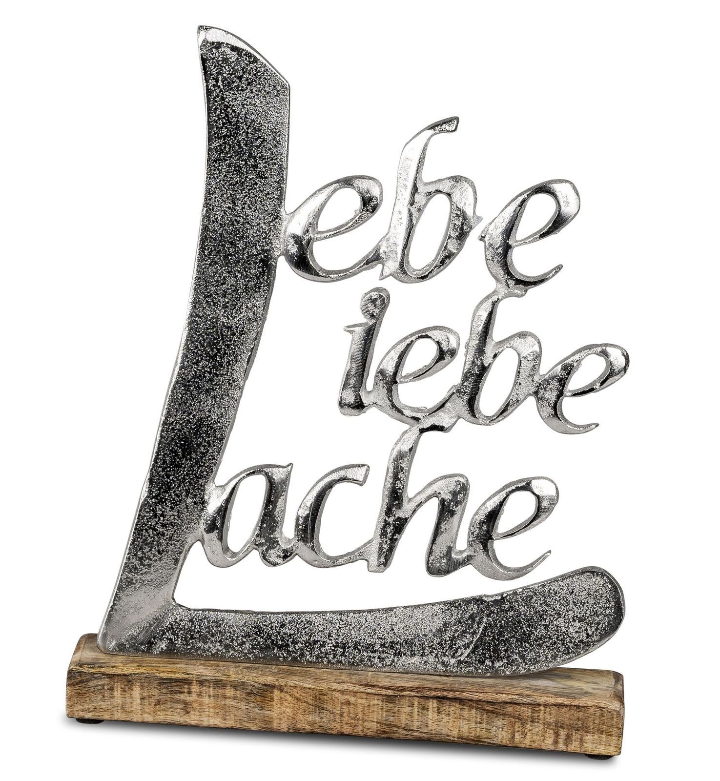 Dekofigur Schriftzug Lache Liebe Lebe aus Aluminium / Mango 32 cm