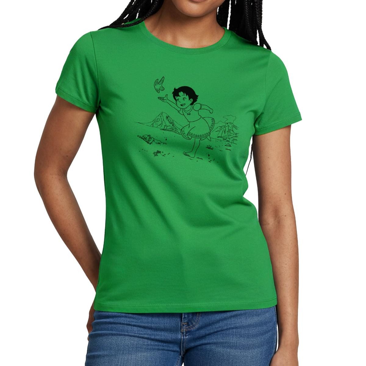 Spreadshirt T-Shirt Heidi Rennt Mit Schmetterling Frauen T-Shirt (1-tlg)