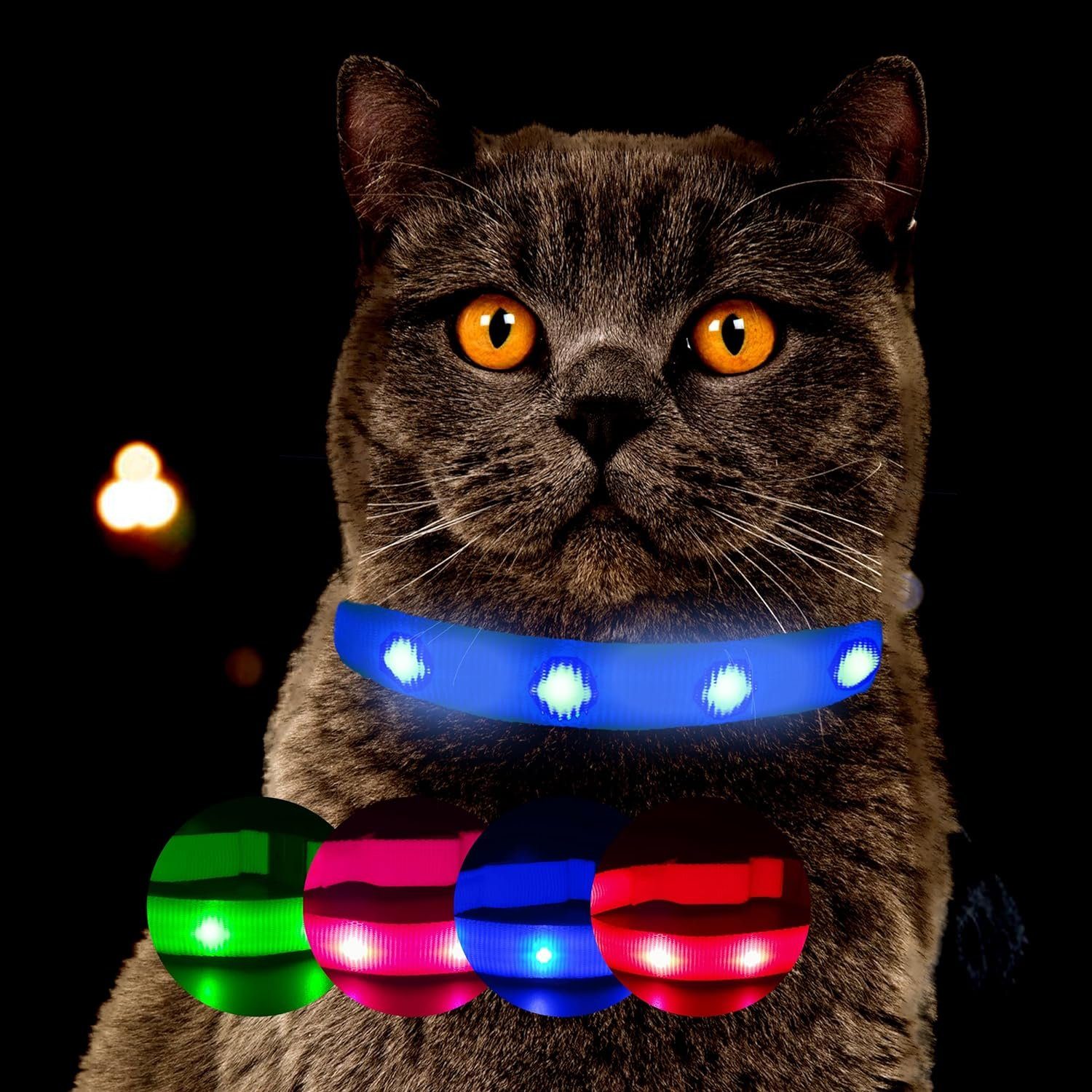 Katzen-Halsband Leuchthalsband für Katzen [PREMIUM] Leuchtendes LED Katzenhalsband