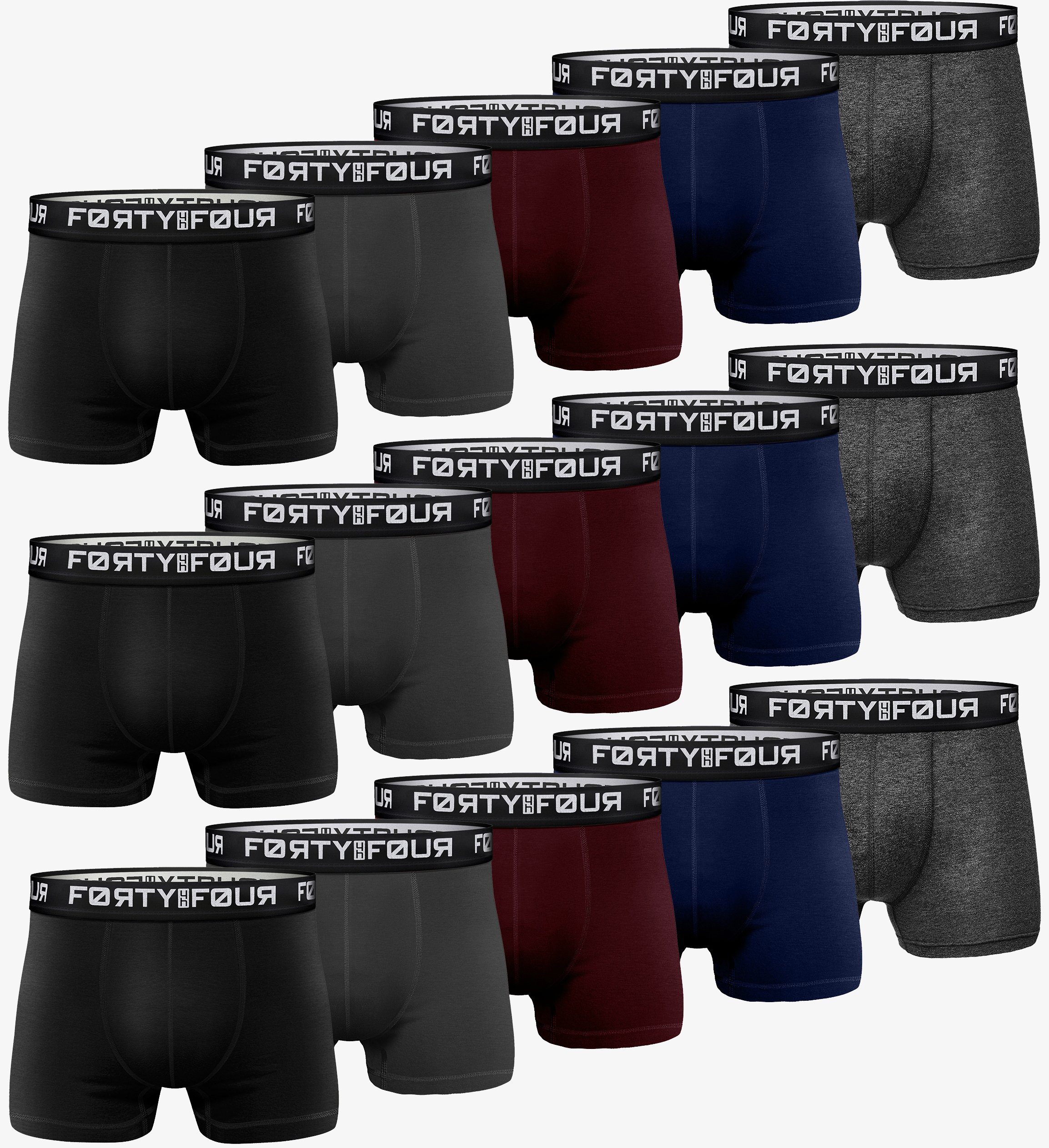 FortyFour Boxershorts Herren Männer Unterhosen Baumwolle Premium Qualität perfekte Passform (15er Pack, 15er Pack)