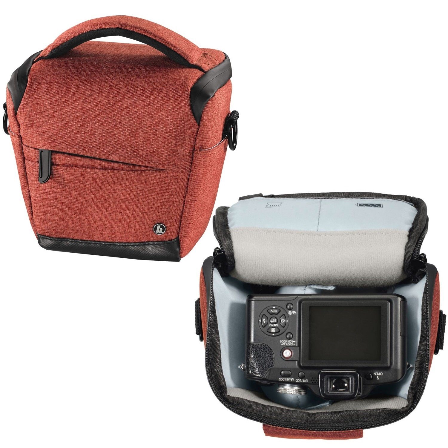 Hama Kameratasche Kamera-Tasche Colt Trinidad Universal Hülle Rot, Case Schultergurt Tragegriff Zubehör-Fächer Digitalkamera Systemkamera