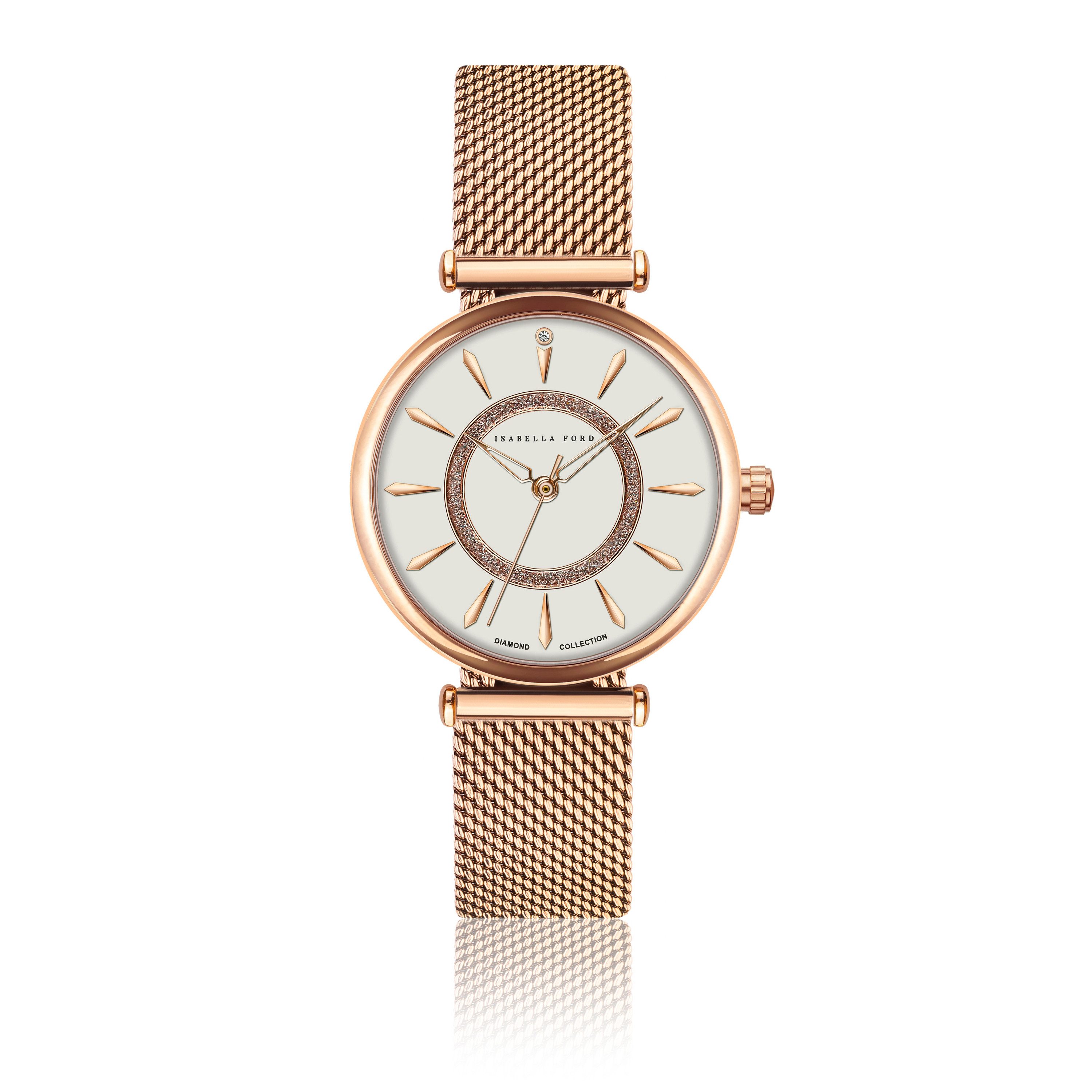 ISABELLA FORD Quarzuhr FE8-B024R Zoé Roségold-Netz