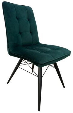 bene living Stuhl Vicenza - gepolstert - Samt - dunkelgrün (Set, 6 St), weicher Samtbezug - Metall-Gestell - hohe Rückenlehne