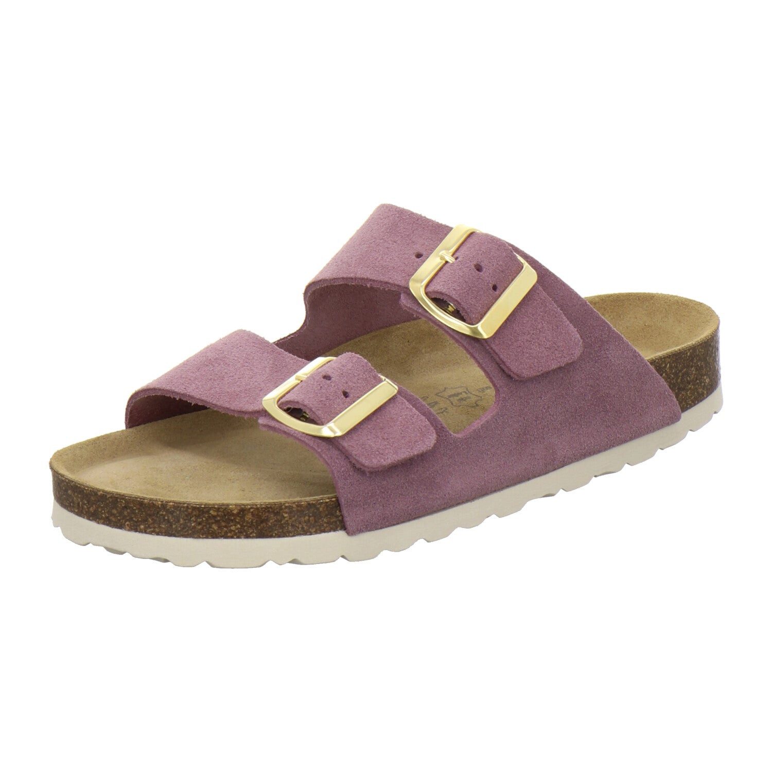 AFS-Schuhe Damen Zweischnaller Pantolette aus Veloursleder mit Fußbett, Made in Germany