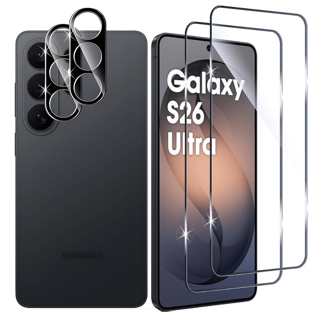 SmartUP Displayschutzglas 2X Schutzglas für Samsung Galaxy S26 Ultra Display Kamera Panzerfolie für Samsung Galaxy S26 Ultra, 4 Stück, Rundumschutz, passgenaue Verarbeitung