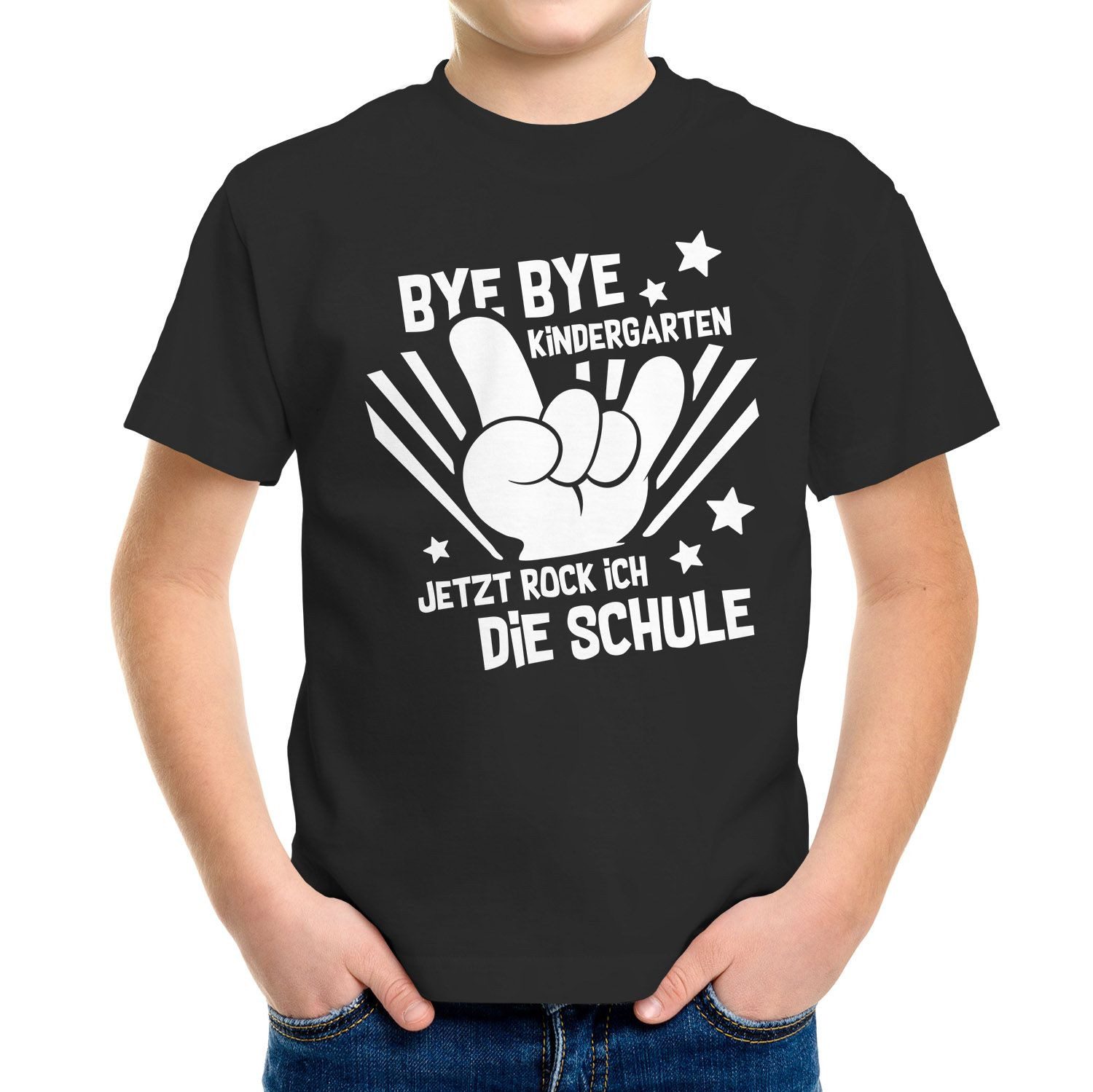 Print-Shirt Kinder T-Shirt Jungen Bye Bye Kindergarten Abschied Geschenk zur