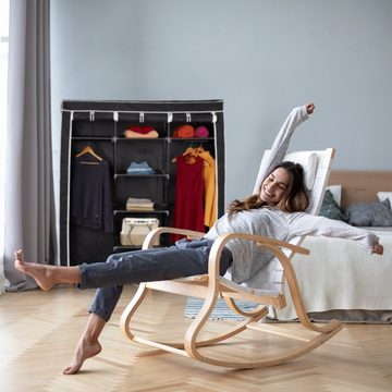 relaxdays Stoffschrank Stoffkleiderschrank XXL mit 9 Böden Schwarz