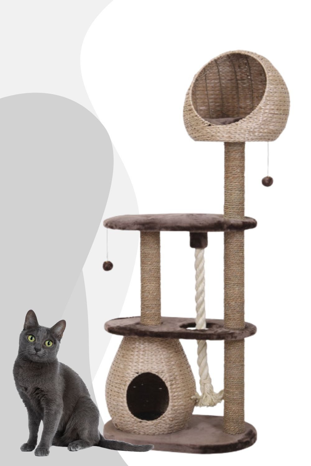 Nobby Kratzbaum Kratzbaum BARELI (Höhe 170 cm), Grundfläche 68 x 48 cm, Höhe 170 cm, Kletterseil und 2 Spielzeuge