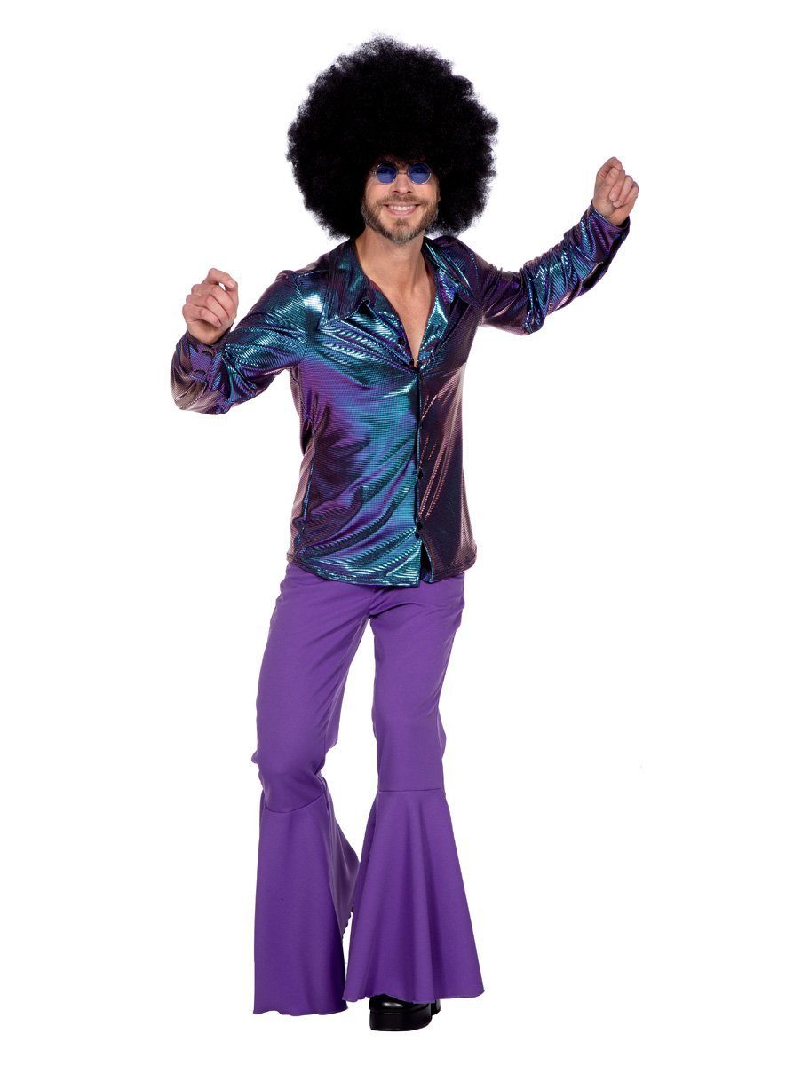 70er Jahre Disco King Herrenkostüm blau-silber