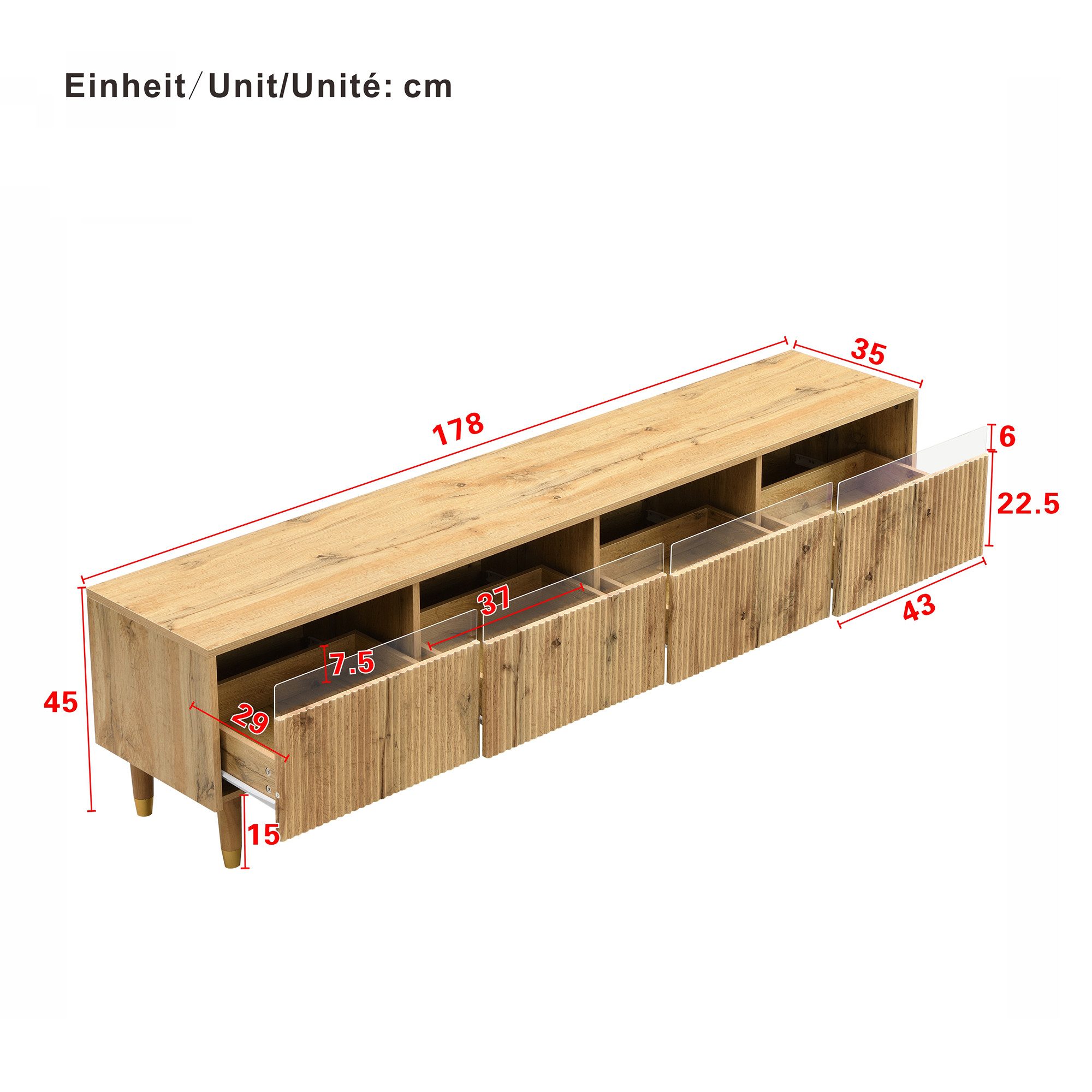 Ulife Lowboard TV-Schrank, Wohnzimmermöbel, TV-Board, große günstig online kaufen