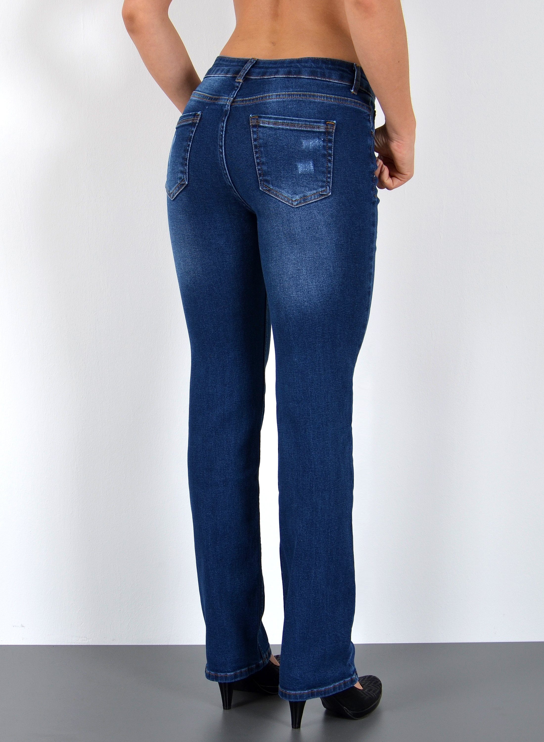 ESRA Straight-Jeans Damen Jeans Geradeschnitt Stretch Jeans Damen Regular Fit G4 Sale High Waist Jeans Damen Straight Hose Regular Jeans bis Große Größe – Bild 4 von 5