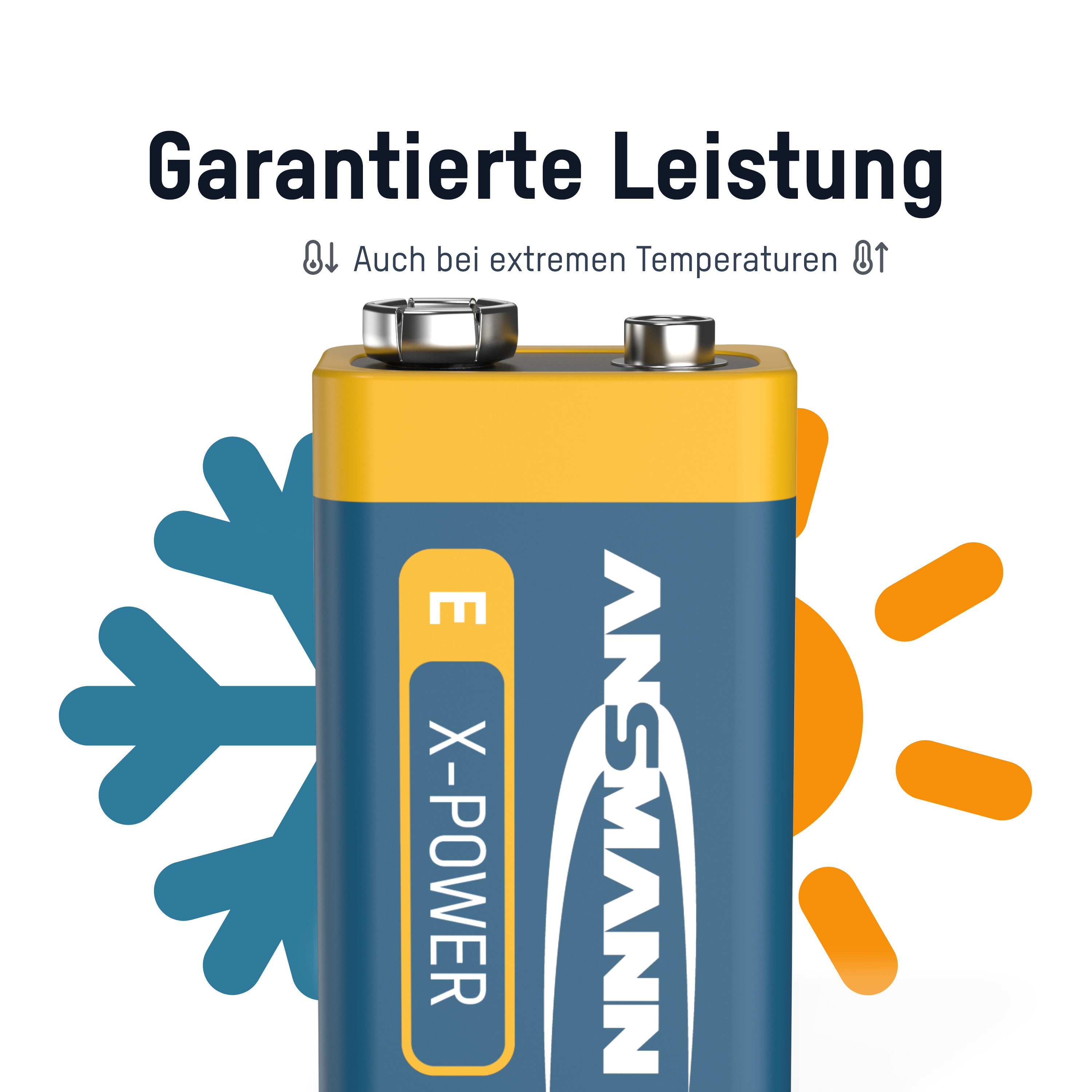 ANSMANN AG 9V Blockbatterie,1 Stück,Alkaline Block E Batterie