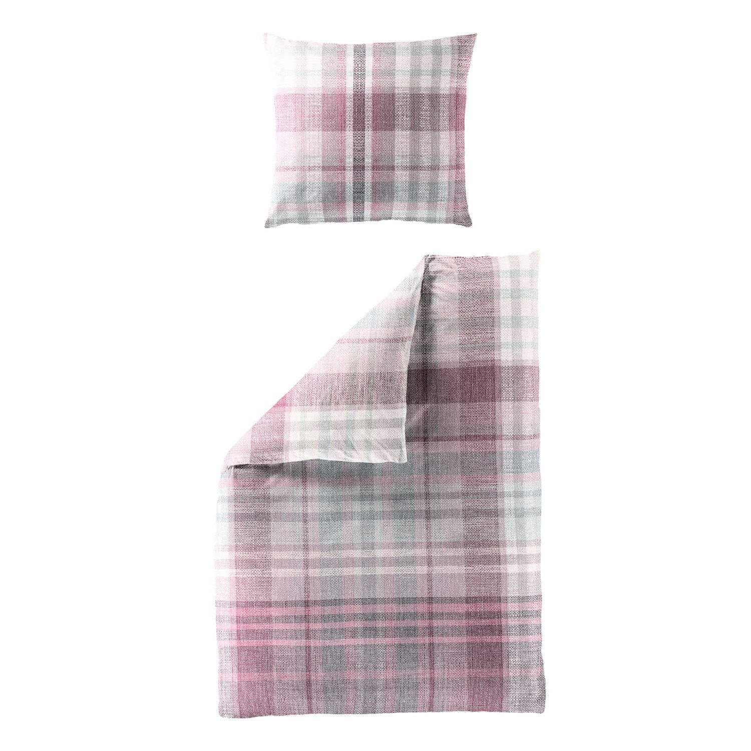 BIERBAUM Bettwäsche Bettwäsche Bierbaum Biber 4069-60 Kariert Rosa Grau 135 günstig online kaufen