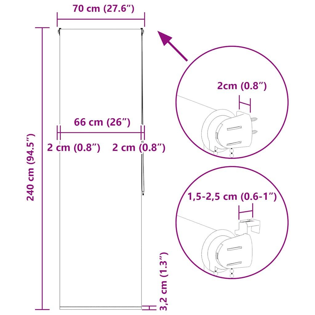 Rollo Duschrollo 70x240 cm Stoffbreite 66 cm, vidaXL