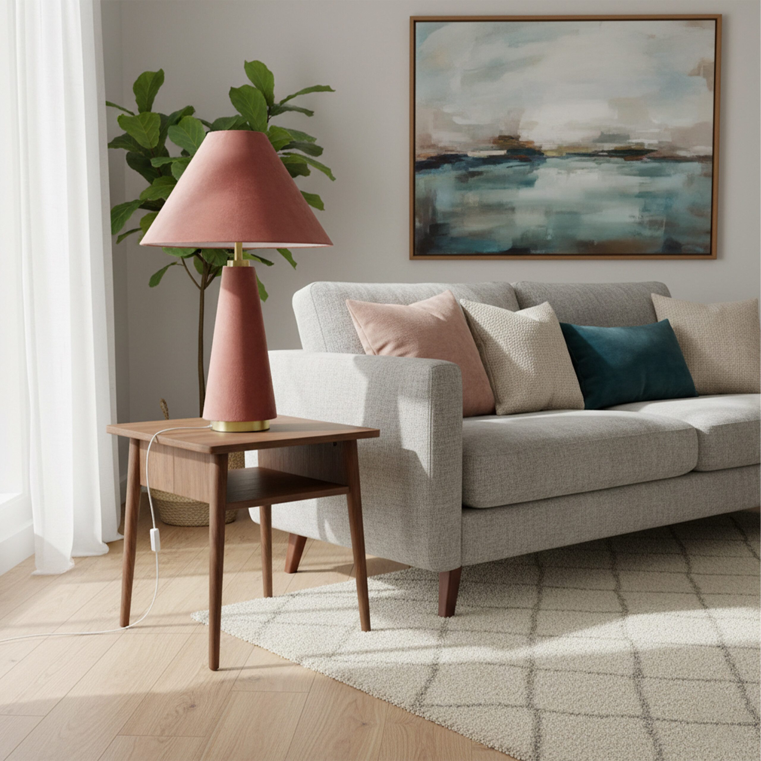 relaxdays Nachttischlampe Tischlampe mit Samtschirm, Ein-/Ausschalter, ohne Leuchtmittel, A