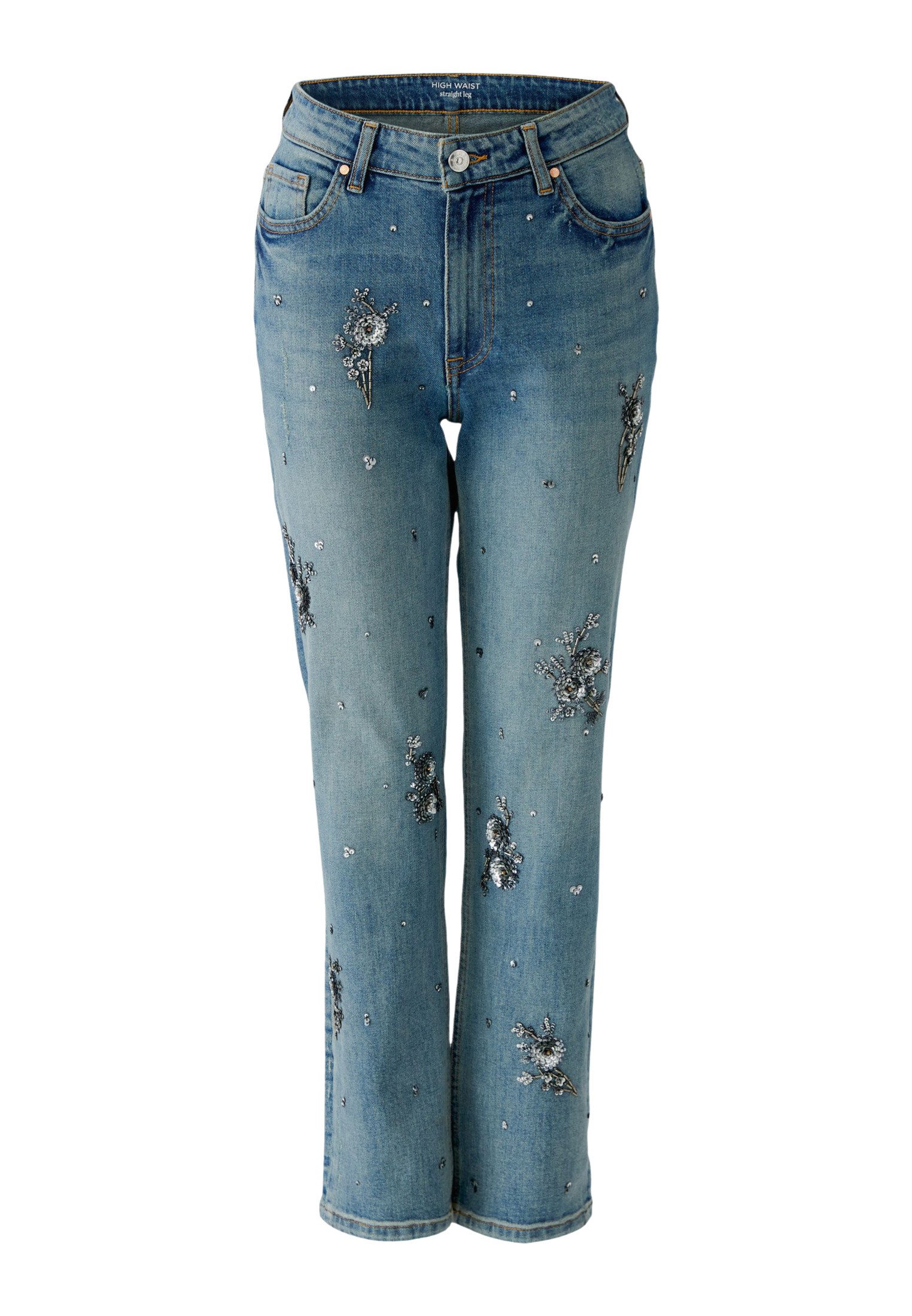 Oui Straight-Jeans Kontraststitching