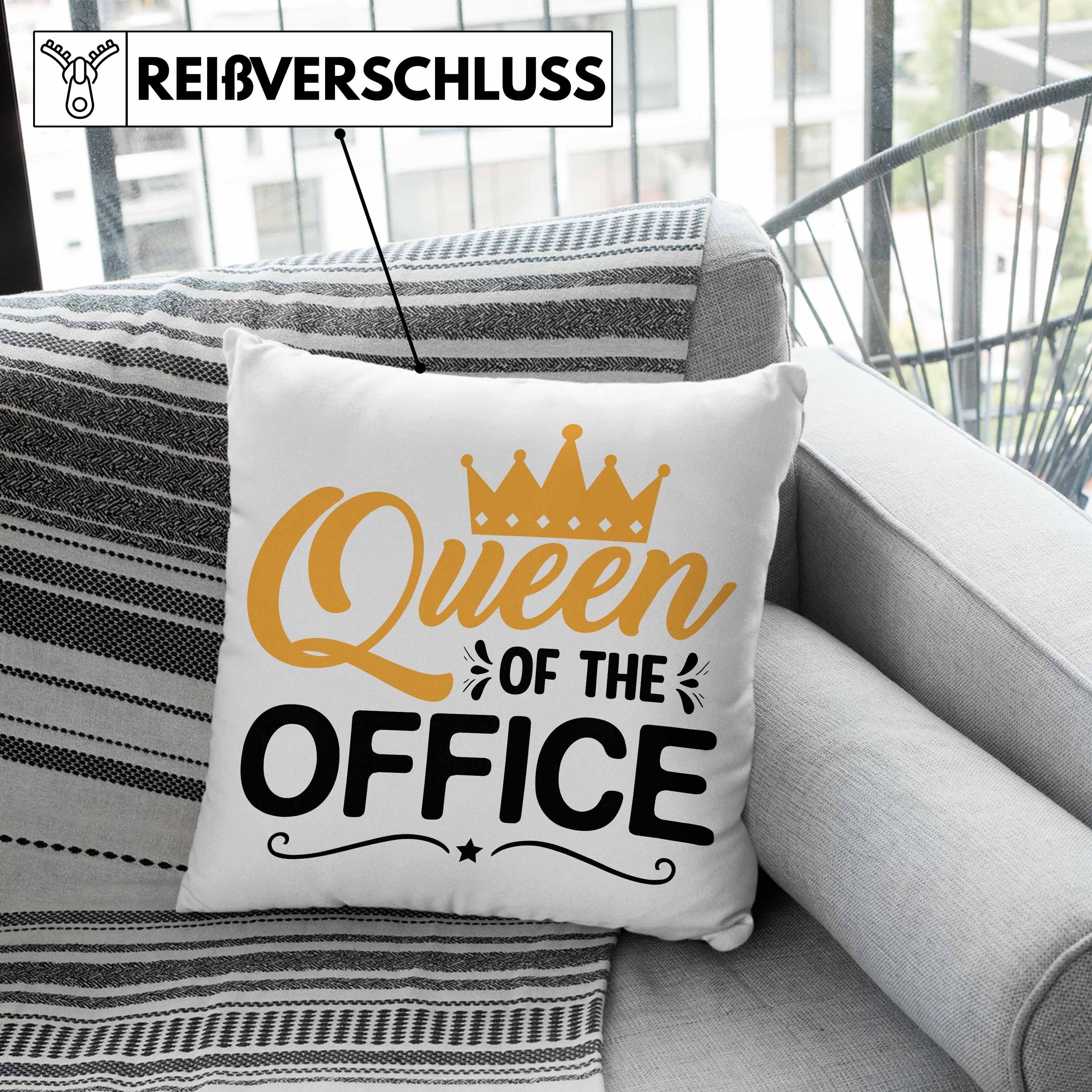 Kissen Dekokissen - Kollegin Office Queen Chefin Füllung mit Grau Dekokissen 40x40 Trendation Geschenkidee Geschenk The Trendation Of