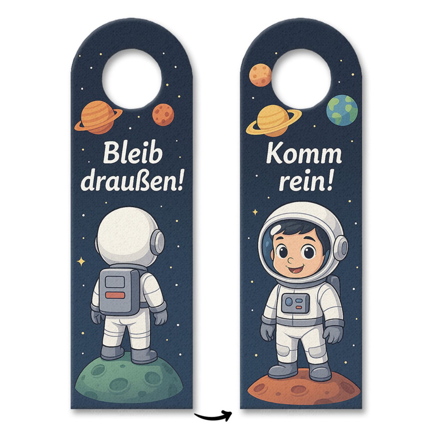 speecheese Dekohänger Weltraum Astronaut Bleib draußen! Komm rein! Türhänger 10er Set
