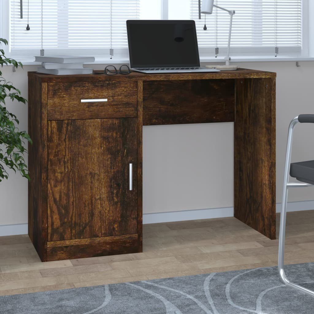 furnicato Schreibtisch mit Stauraum Räuchereiche 100x40x73 cm