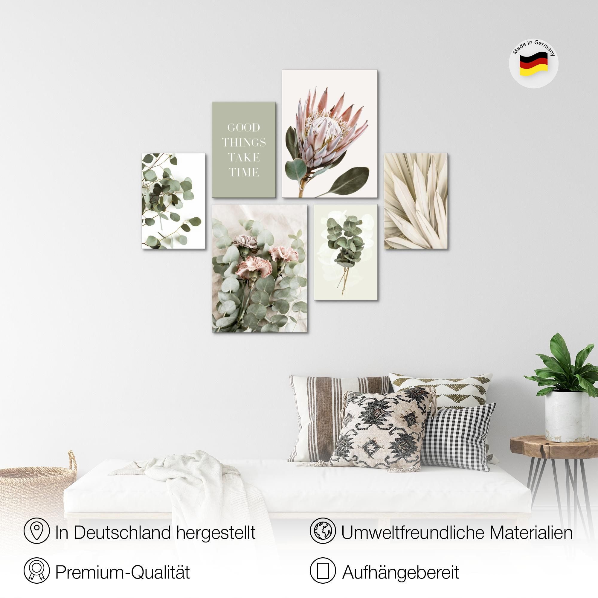 Novart Wandbild Natur Landschaft Beige KEIN EXTRA RAHMEN BENÖTIGT Modern Deko Bilder, Blätter