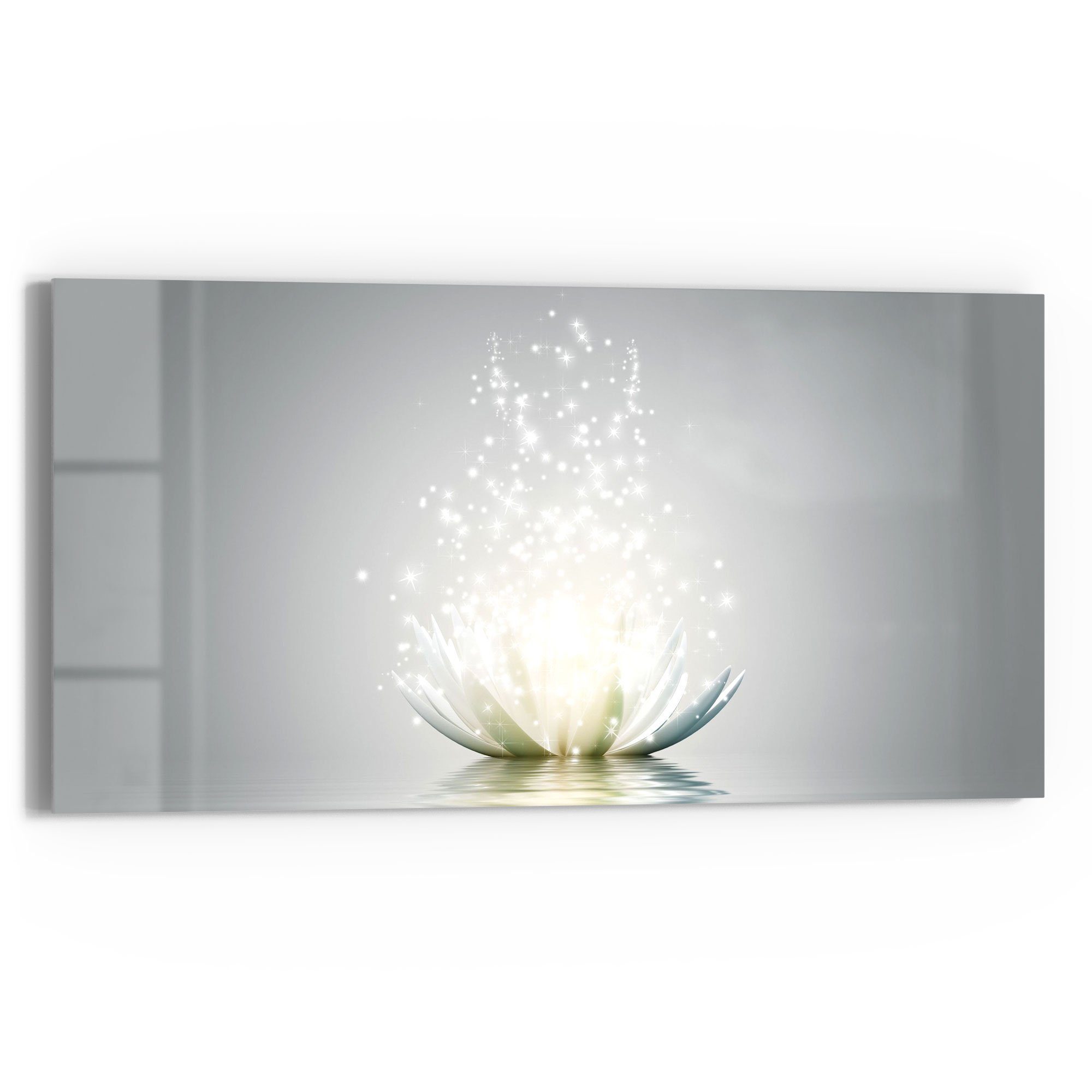DEQORI Glasbild 'Funkelnde Lotusblüte', 'Funkelnde Lotusblüte', Glas Wandbi günstig online kaufen
