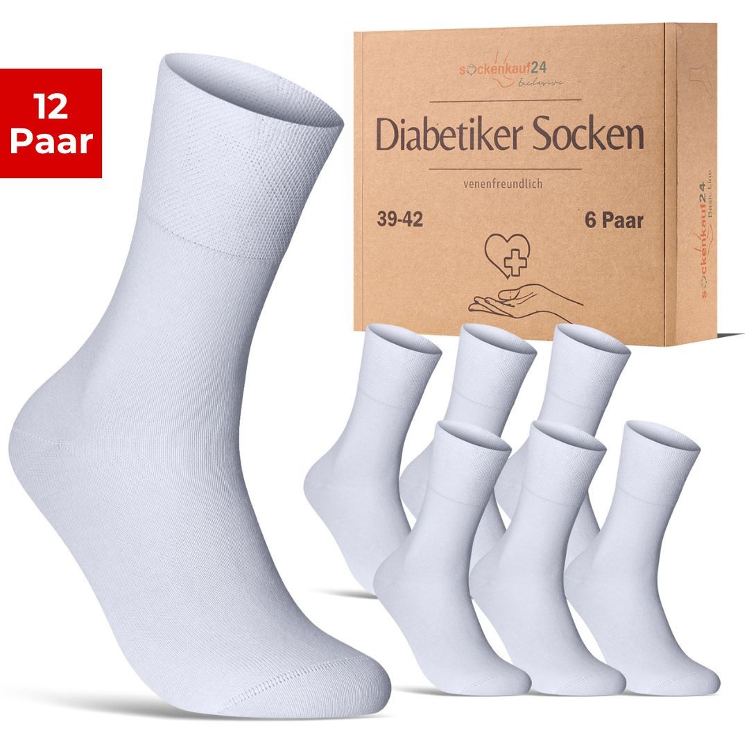 Diabetikersocken aus 97% Baumwolle ohne Gummibund & ohne Naht