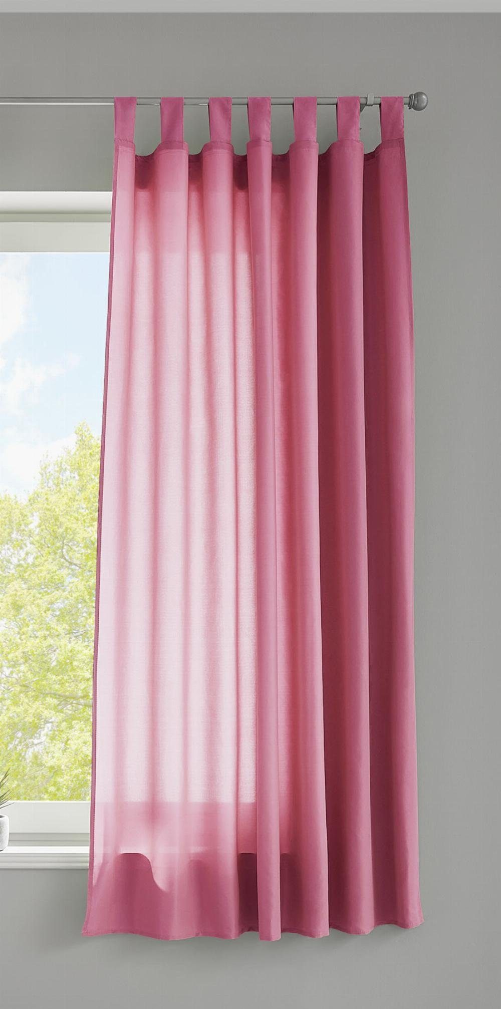 Vorhang, Gardinenbox, Schlaufe (1 St), blickdicht, Microfaser, 1er Set Schal »Berlin« Blickdicht Lichtdurchlässig Microsatin Uni Kräuselband 20400N Pink