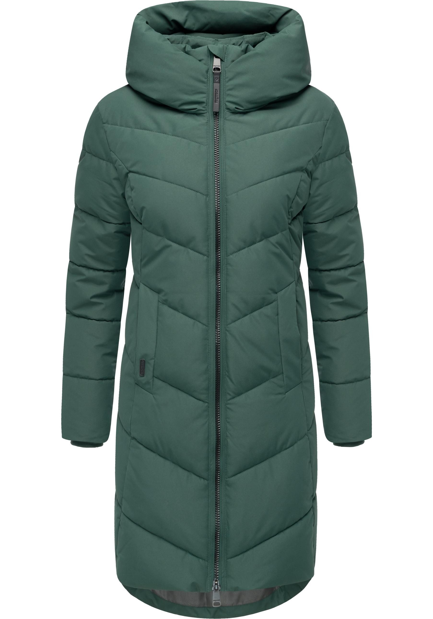Ragwear Steppmantel Natalin YOUMODO Warmer Damen Wintermantel mit V-Steppung und Kapuze