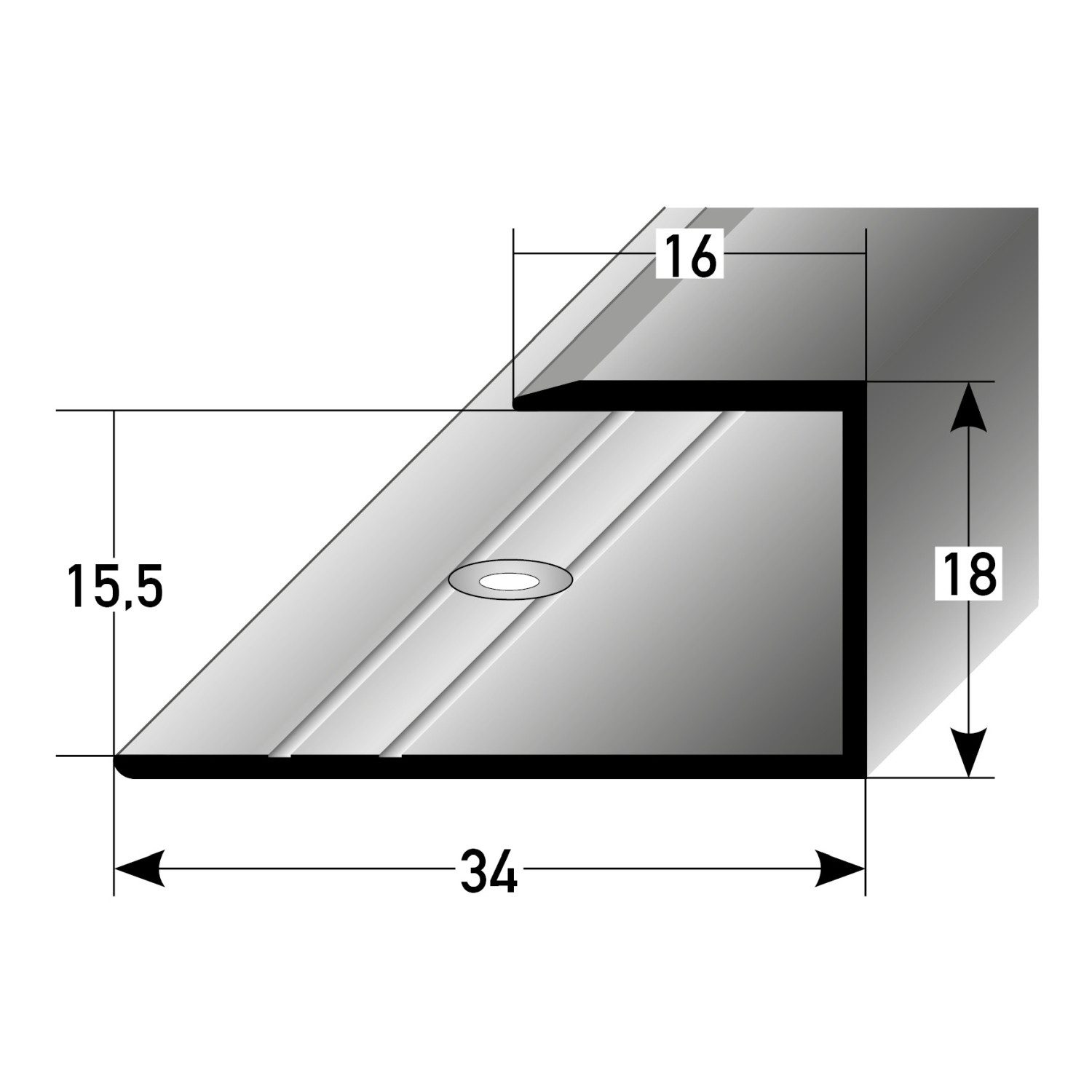 PROVISTON Abschlussprofil 15.5 x 18 x 34 x 2700 mm Alu eloxiert Spez.emailliert Schwarz Gebohrt