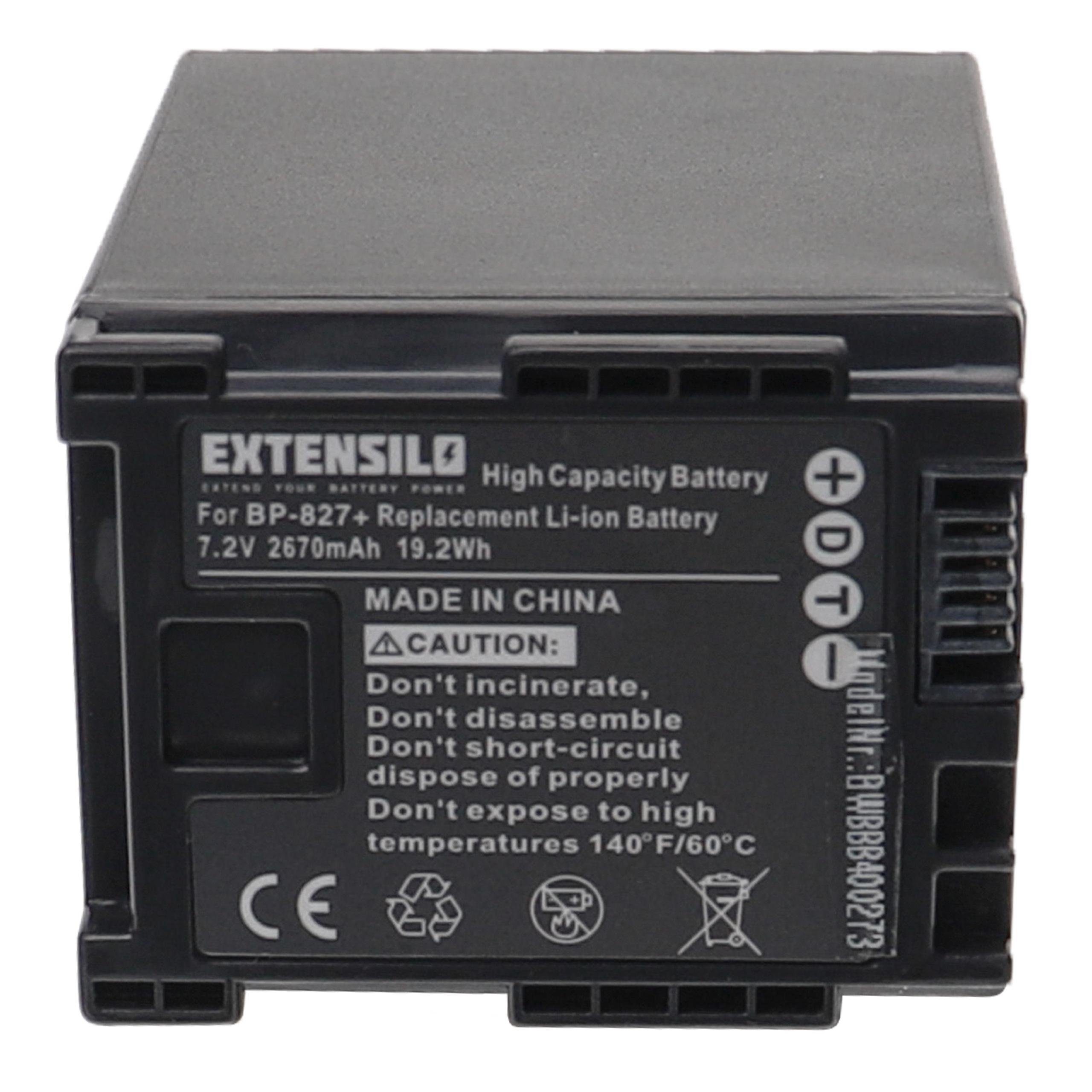 Extensilo Ersatz für Canon BP-827, BP-820, BP-828, 2740B002 für Kamera-Akku Li-Ion 2670 mAh (7,2 V)