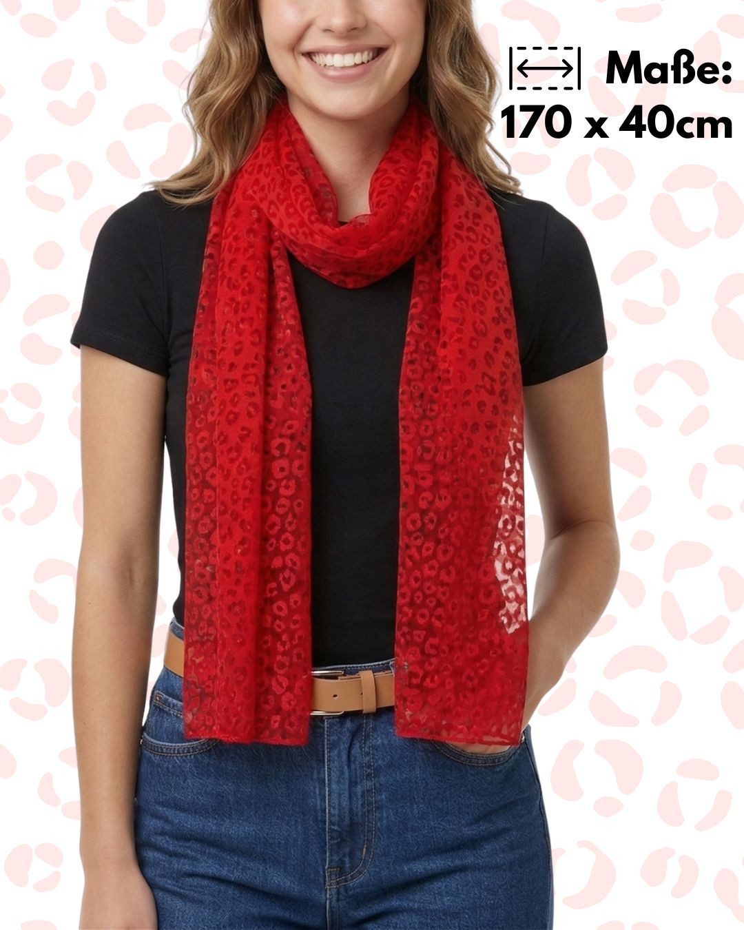 dy_mode Halstuch Damen Schal Leo Muster Leichtes Halstuch Weicher Frühlingsschal, transparente Stellen, Ausbrenner-Optik, In Unifarben